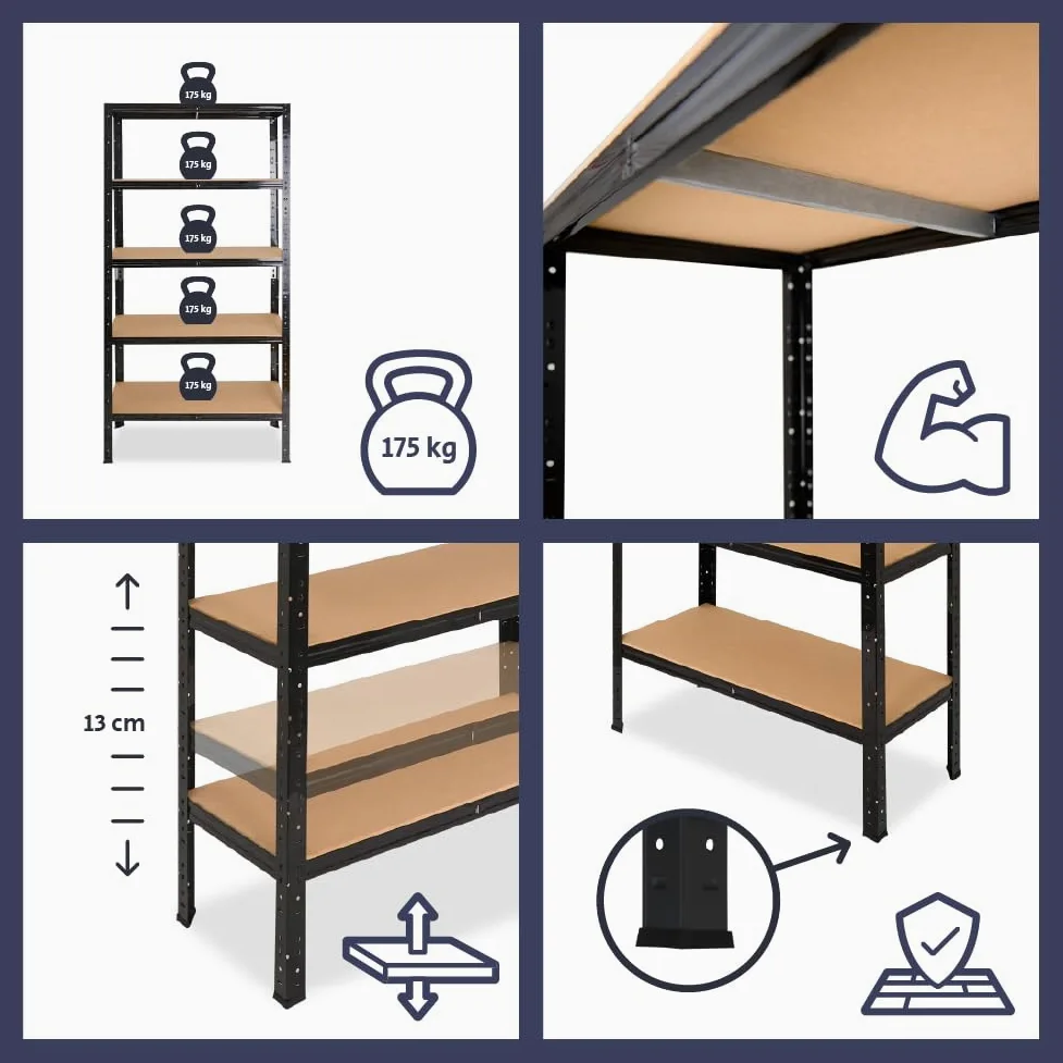 shelfplaza® 100x100x40cm HOME Scaffale metallo per carichi pesanti antracite con 3 ripiani con 175kg capacità di carico/Scaffali in metallo per garage come scaffali per ripostiglio o officina