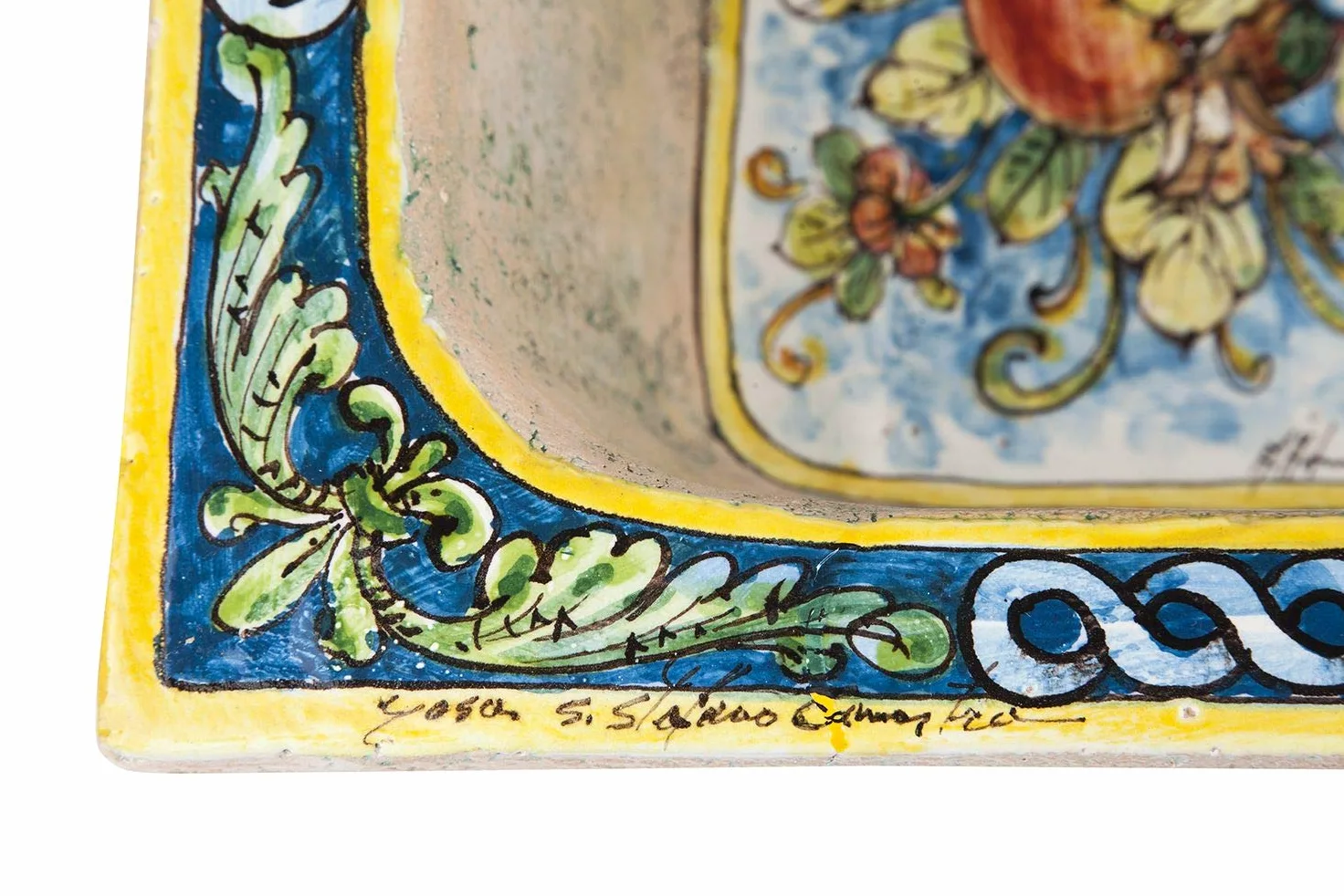 Lavabo ceramica siciliana Terra - Lavello da cucina quadrato da incasso, Un Lavabo da cucina colorato fatto a mano da cucina | Lavello da cucina in ceramica siciliana dall'Italia 42 x 42 cm
