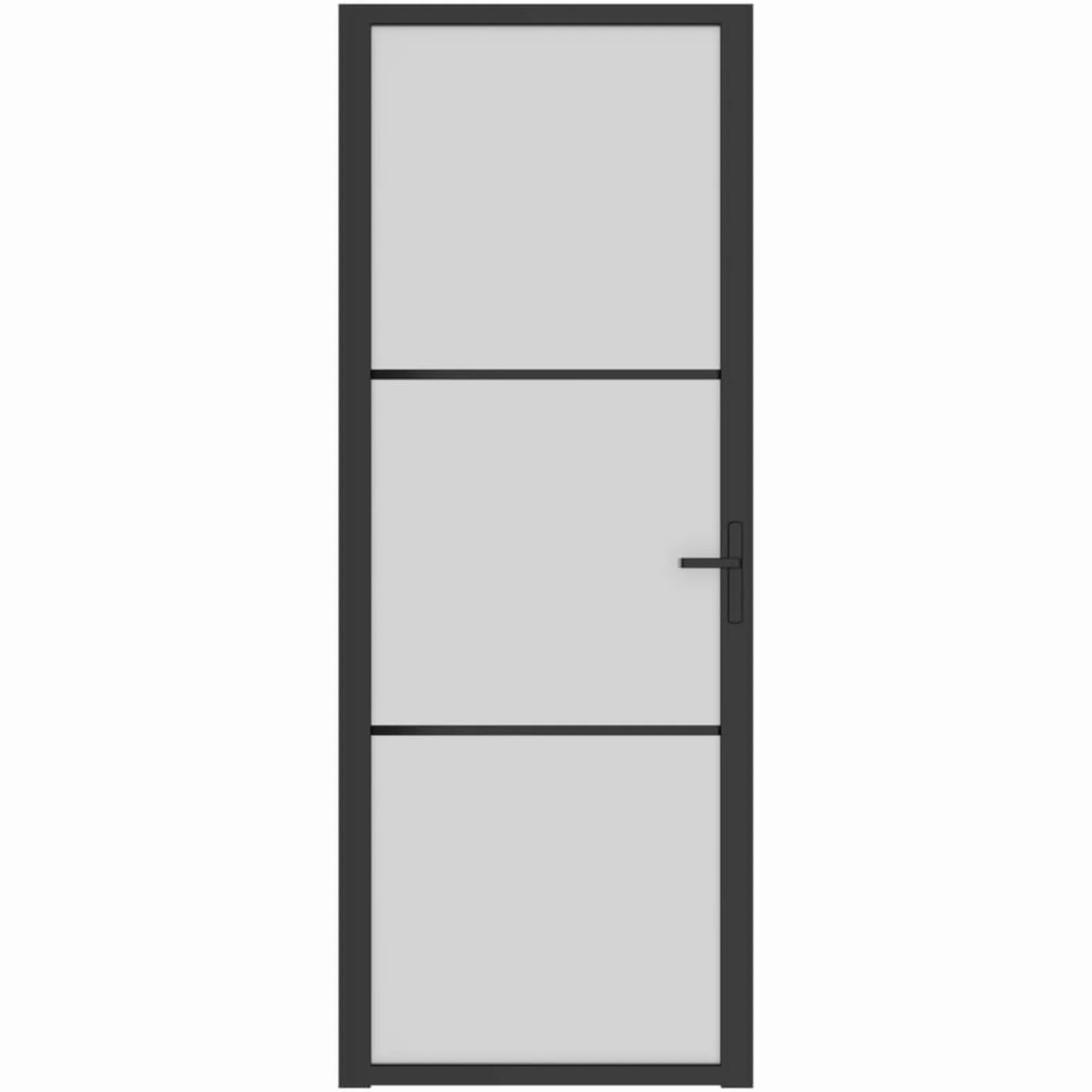 IKAYAA Porta Interna in Vetro e Alluminio Battente - Nero e Ghiaccio - 76 x 201.5 cm - Tipo 2