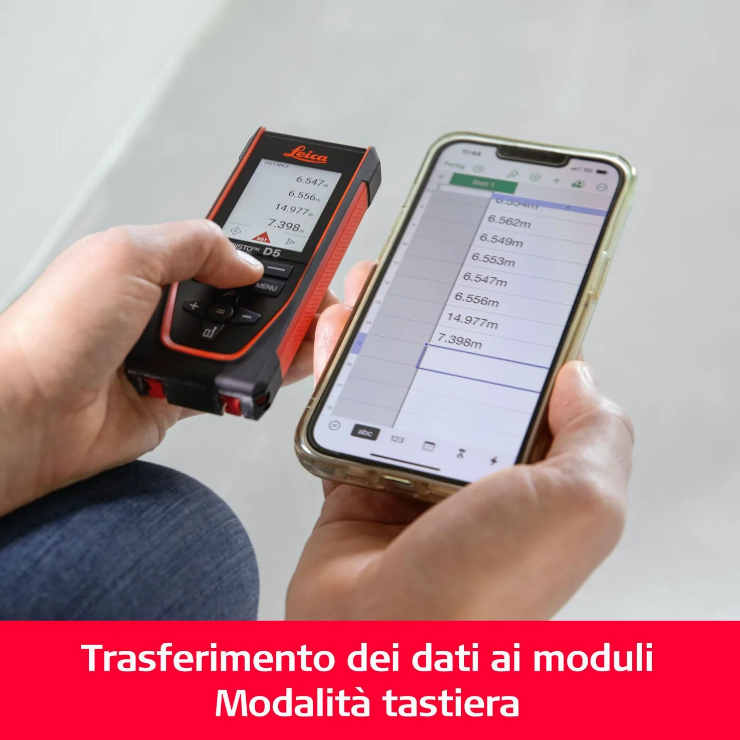 Leica Disto D5, Metro Laser Professionale con Bluetooth, Uso con App, Mirino, Uso Esterno e Interno, e Sensore d'Inclinazione per Tracciamento dell'Altezza, Profilo e Misurazione dell'Angolo