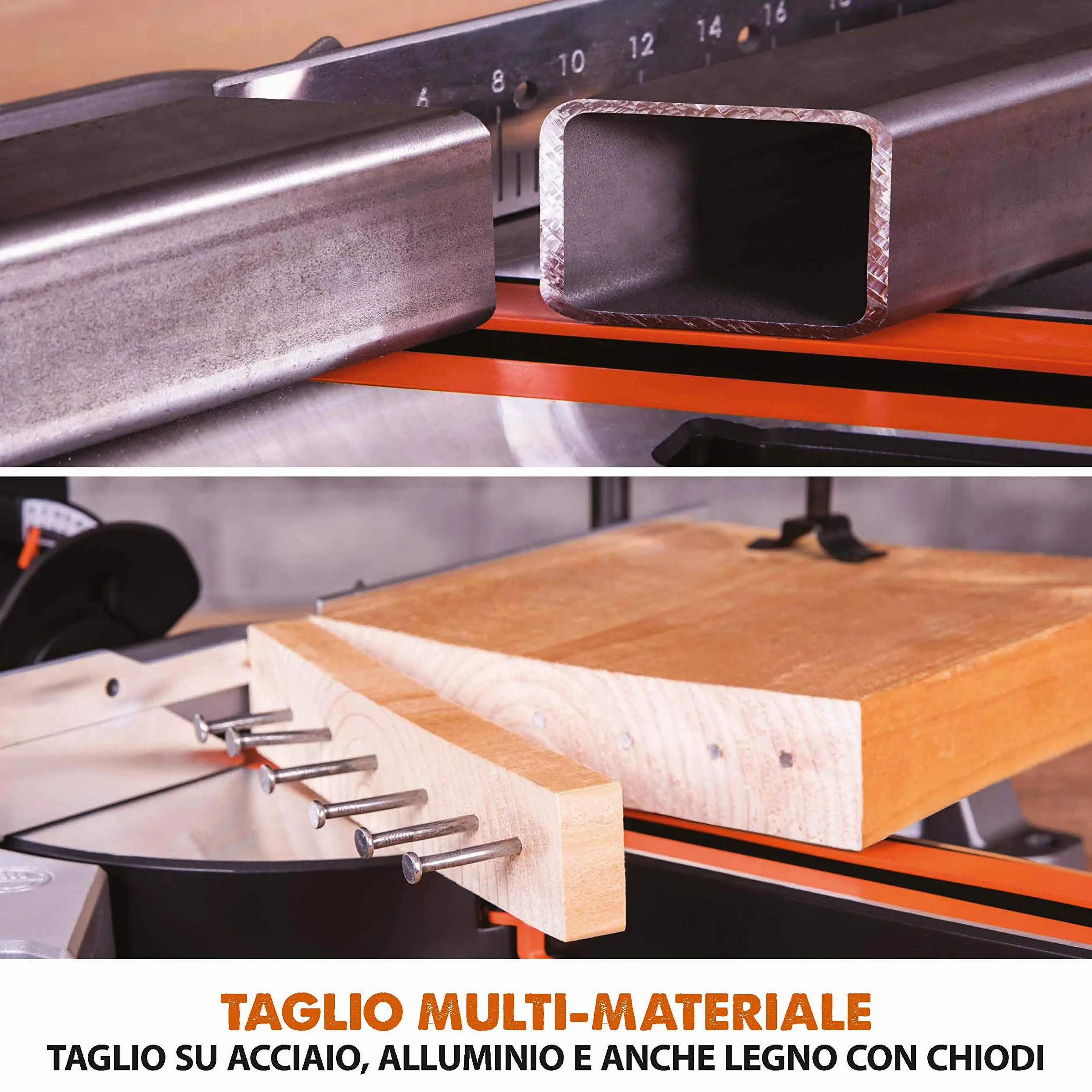 Evolution Power Tools 048-0032A R210SMS-300+ Troncatrice Radiale Scorrevole Multi-Materiale 210 mm con Pacchetto Plus, 230 V