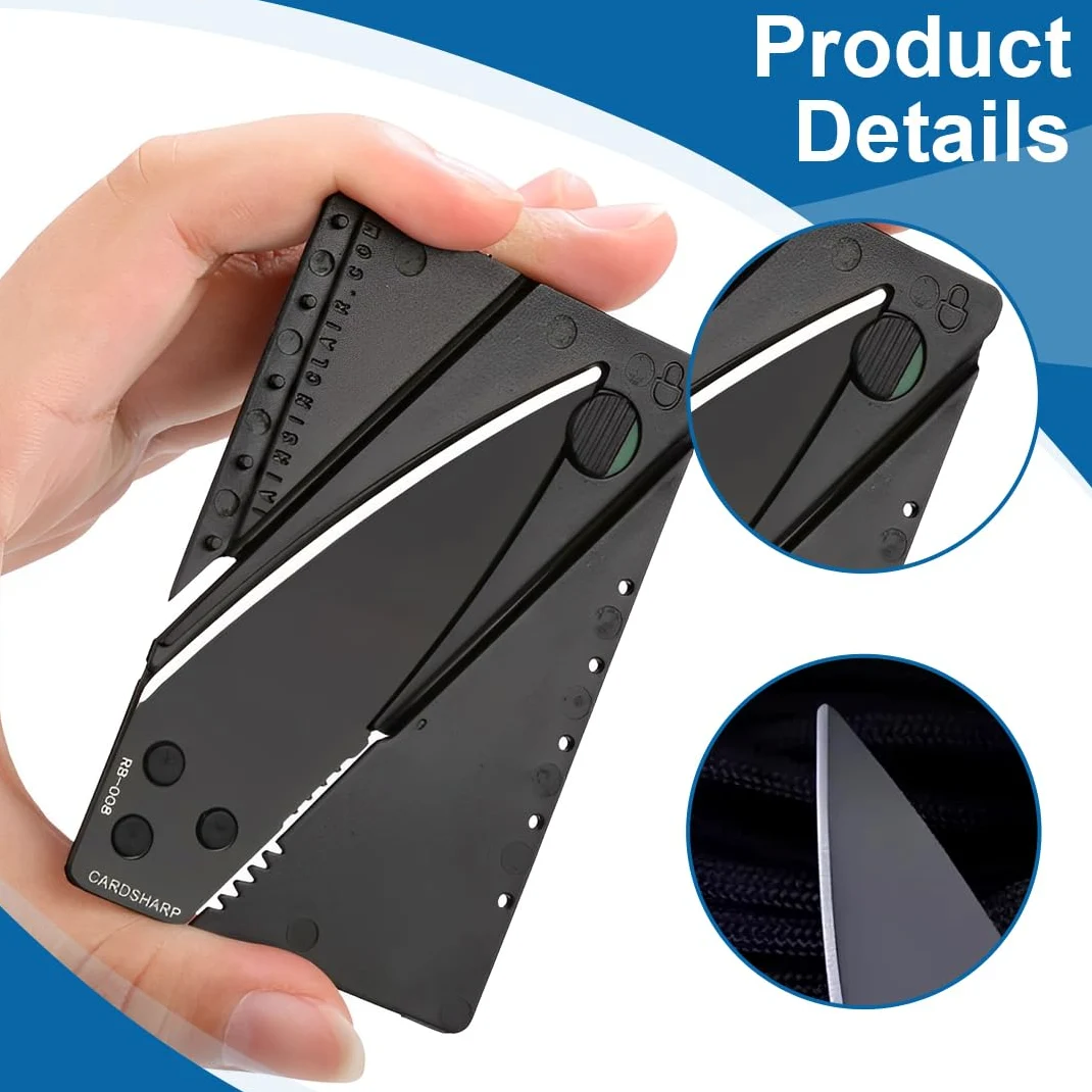 4 Pezzi Coltello Per Carte Di Credito, Coltello Pieghevole Per Carte Di Credito, Coltello Tascabile Per Esterni, Mini Coltello Tascabile per Campeggio, Escursionismo, Caccia