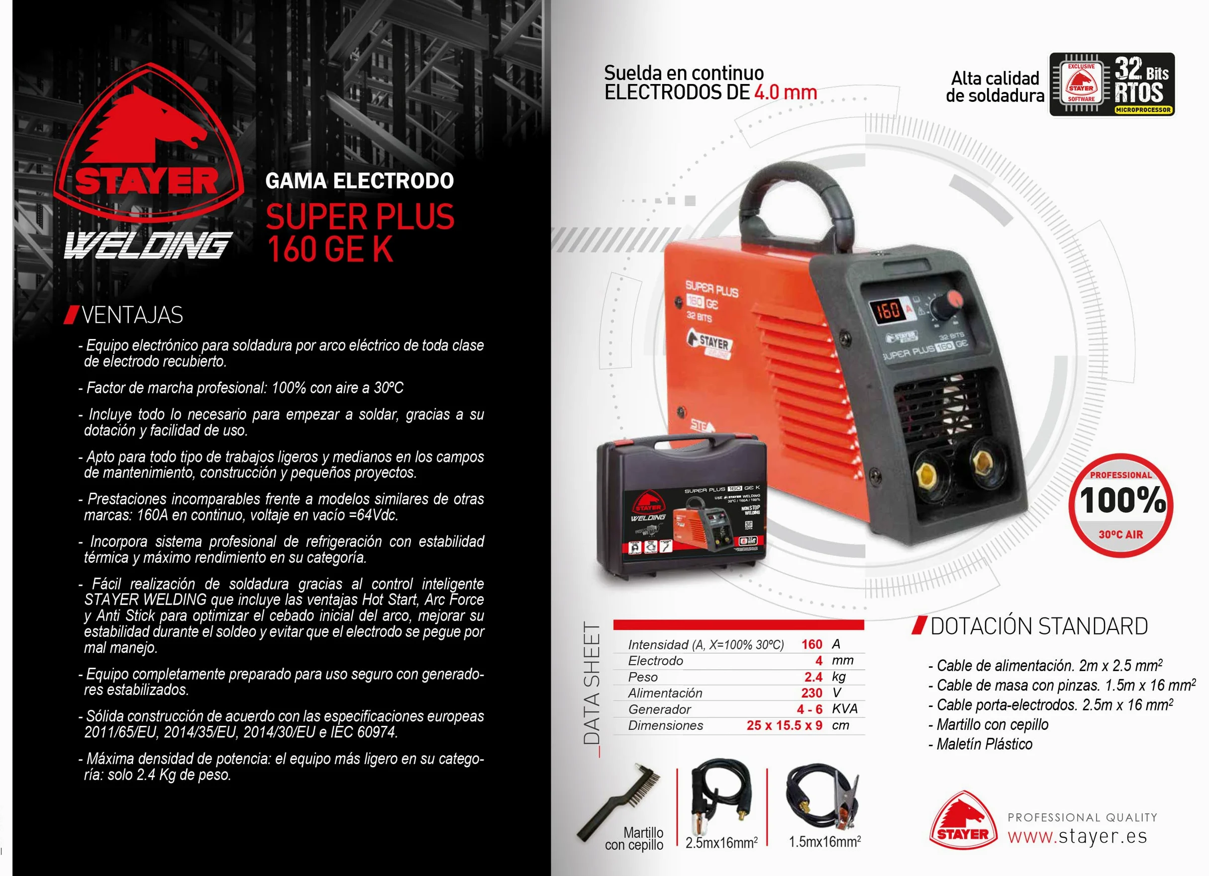 Equipo soldadura MMA para electrodo recubierto (160 A)