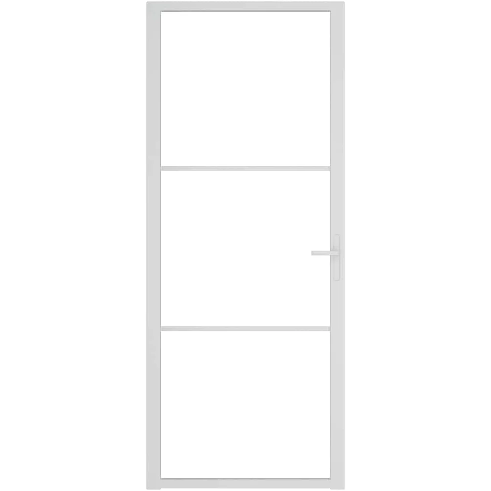 vidaXL Porta Interna 83x201,5 cm Bianca in Vetro ESG e Alluminio