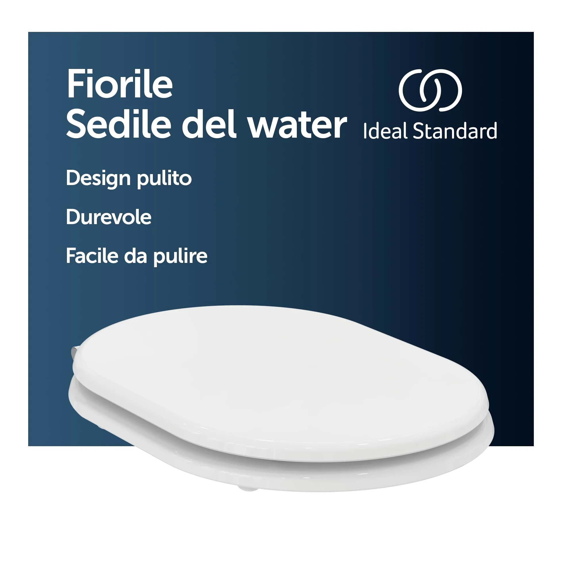 Ideal Standard Fiorile Sedile WC, forma arrotondata, Sedile del water resistente, incluso set di cerniere per una facile installazione, realizzato in materiale robusto – Bianco (345x475 mm)
