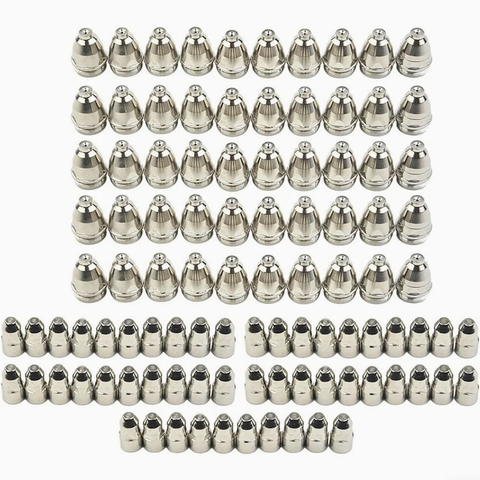 100 ugelli ed elettrodi al plasma per torcia P80, lavorati per una conducibilità superiore (1,7 mm)