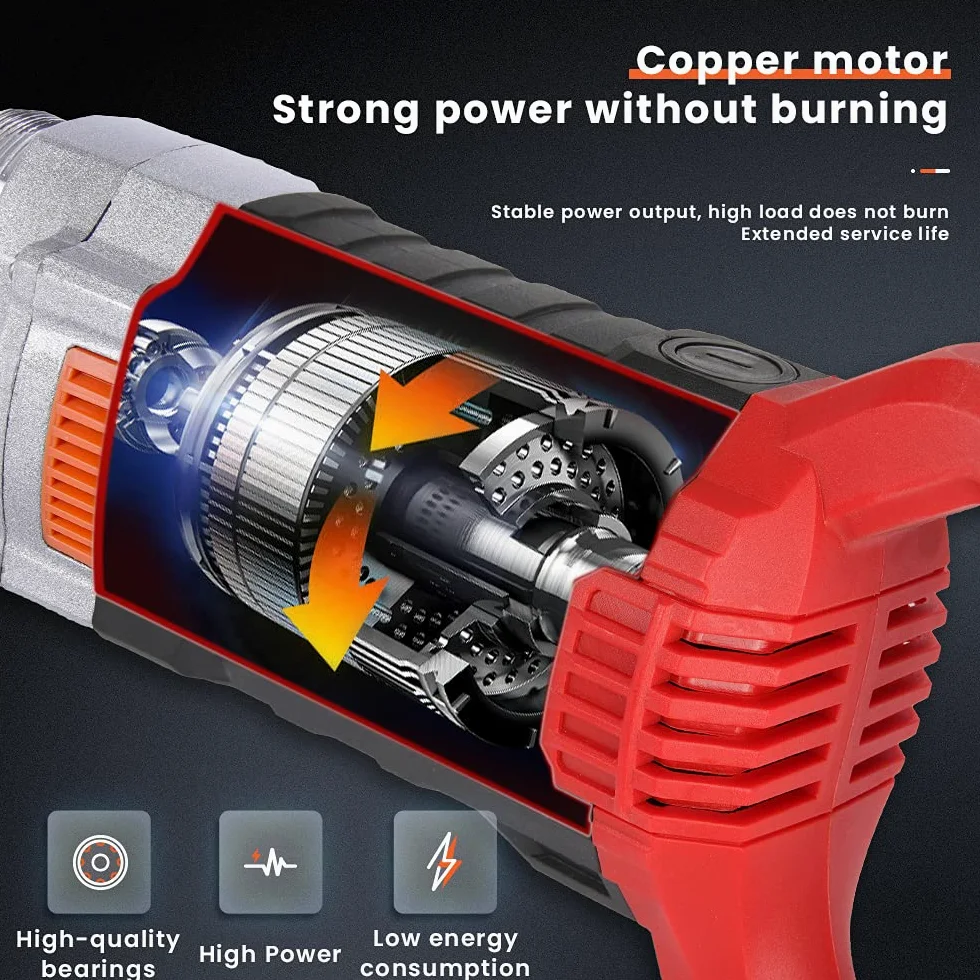 Anbull 1800W Vibratore elettrico per calcestruzzo, Lunghezza 2 m, frequenza 5500 rpm, diametro 35 mm