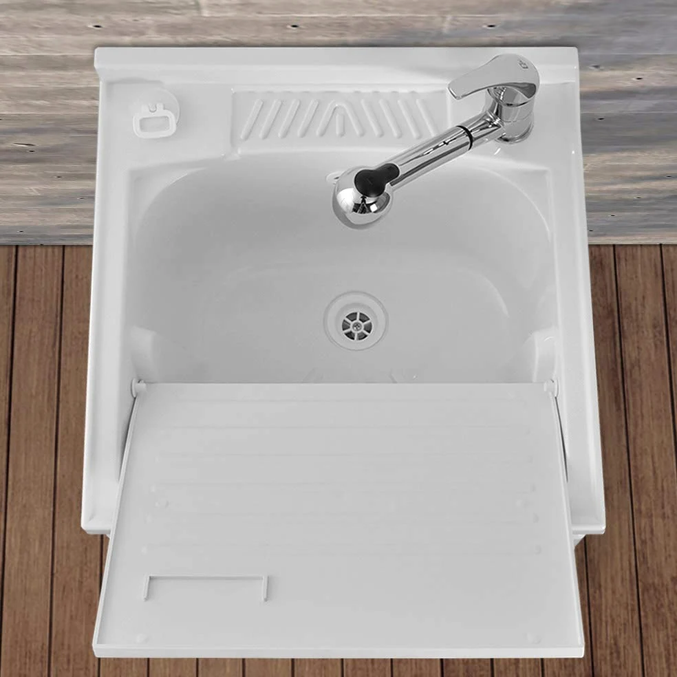 Mobile lavatoio in Resina, ideale per esterni e interni, 45x50-50x50-45x60-60x50-60x60, COMPLETO di asse lavaggio e kit sifone + piletta (60x60)