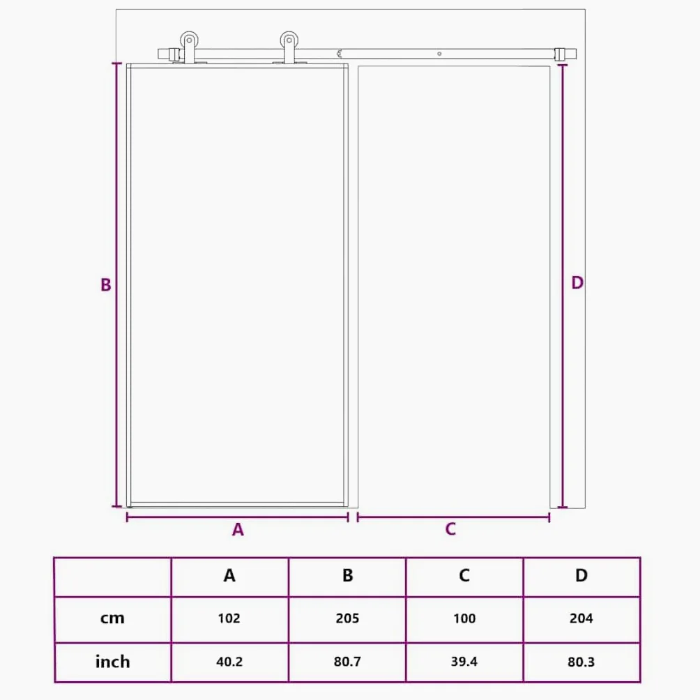 vidaXL Porta Scorrevole in Vetro ESG e Alluminio 102x205 cm Nera