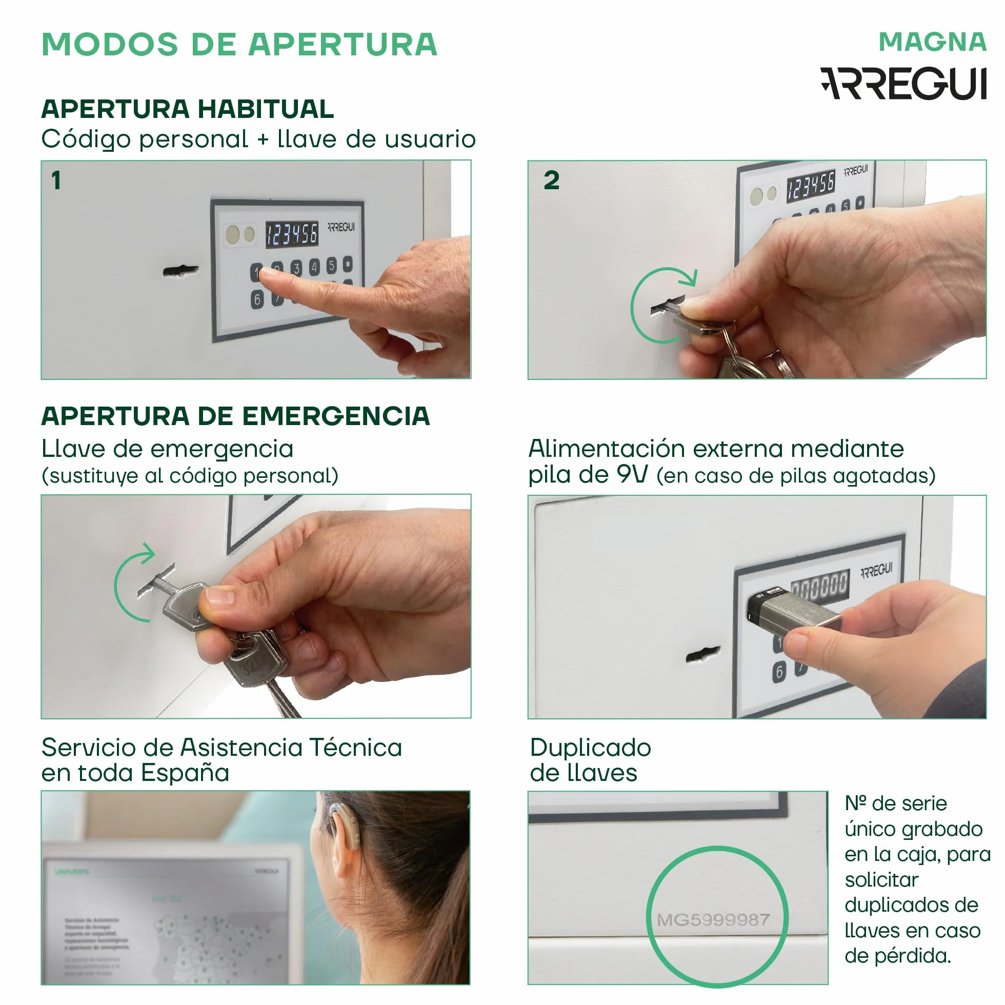 ARREGUI Magna 591020 Cassaforte da incasso con codice e chiave | Cassetta di sicurezza doppia con fondo estensibile per denaro | Cassaforte da parete elettronica per casa o ufficio | 26 x 36 x 15-25
