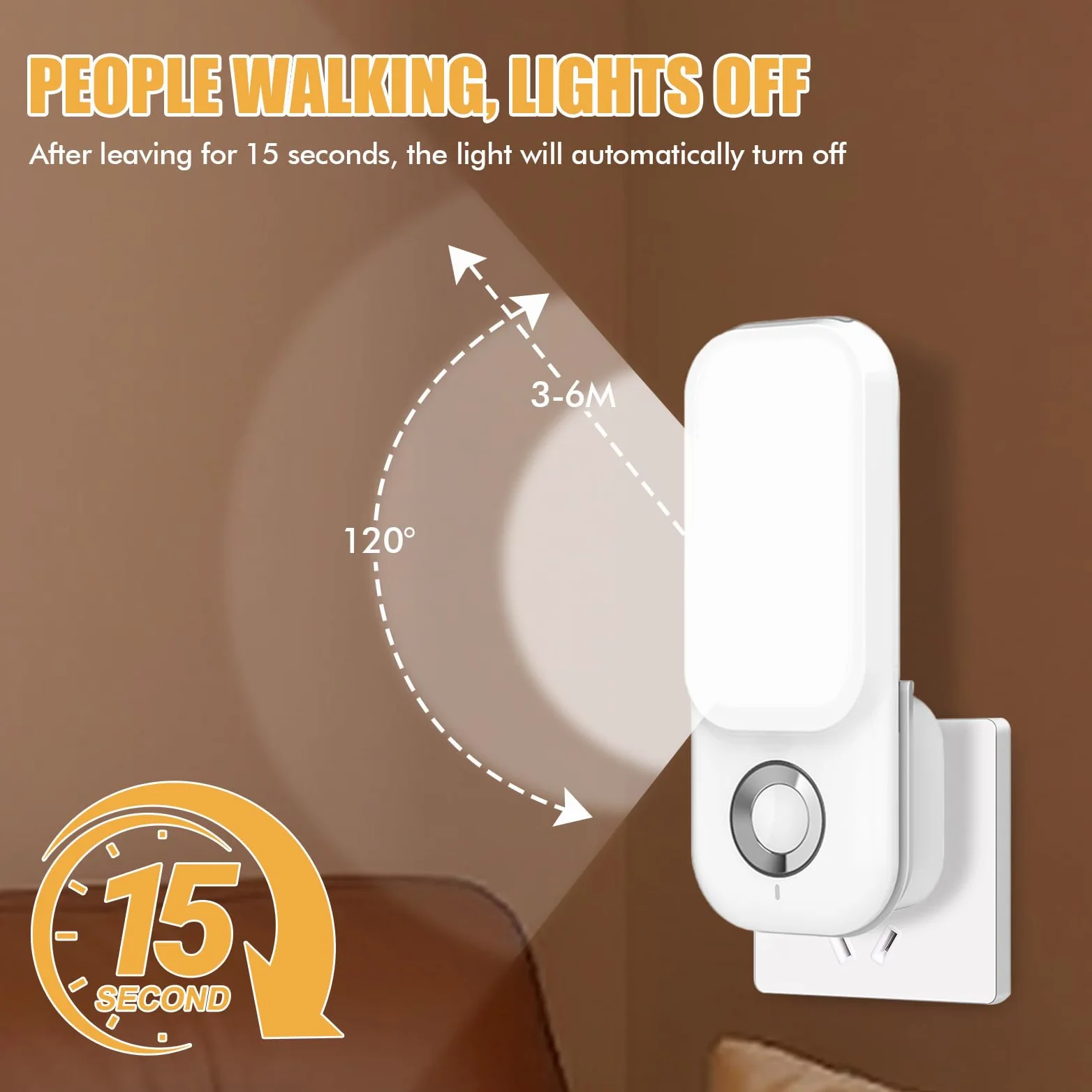 PORFOYO 2 pezzi luce notturna, presa notturna, presa di corrente, 4 in 1, torcia a induzione, luci notturne con sensore di movimento, luci a LED, luce di emergenza per interni ed esterni