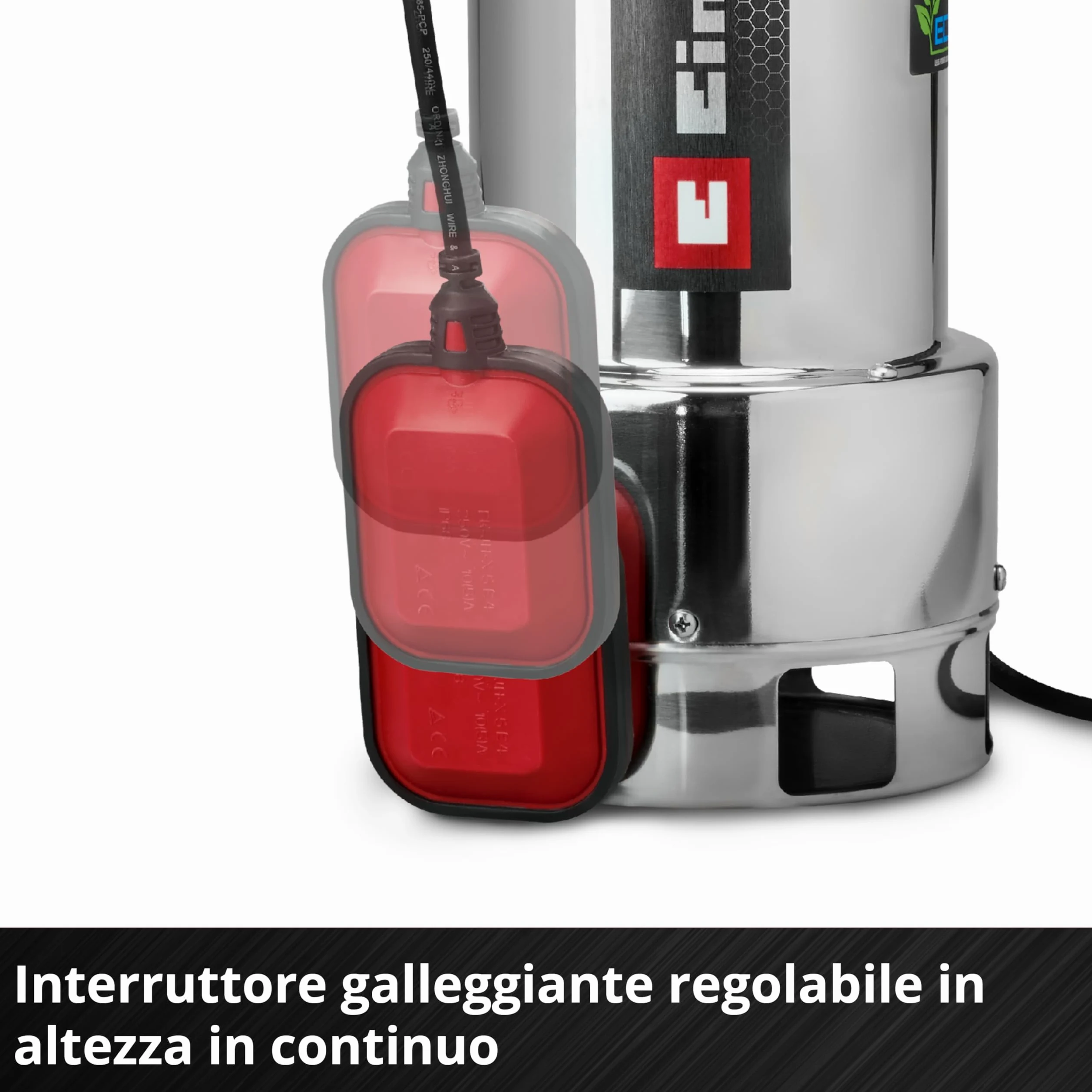 Pompa da giardino Einhell GC-DP 1170 ECO PLUS (700 W, portata max. 19.000 l/h, prevalenza max. 8 m, tecnologia ECO PLUS, coclea di scarico dell'acqua, adattatore universale 35 mm incluso)