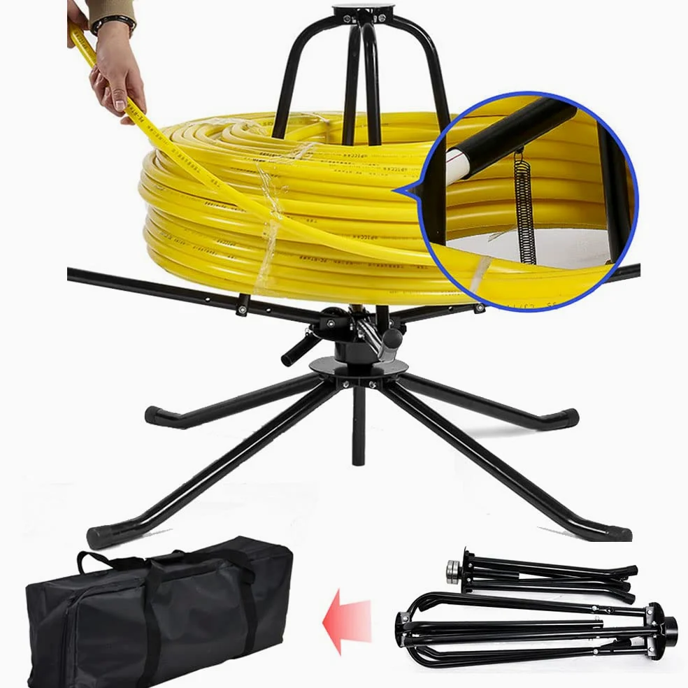 Max.300 kg, 600m, Srotolatore per Tubi di Riscaldamento a Pavimento, Professionale Decoiler per Tubi (16 – 32 mm) PEX PERT ALPEX Copex, Svolgitore per Bobine con Cavi, con Comodo Sacco