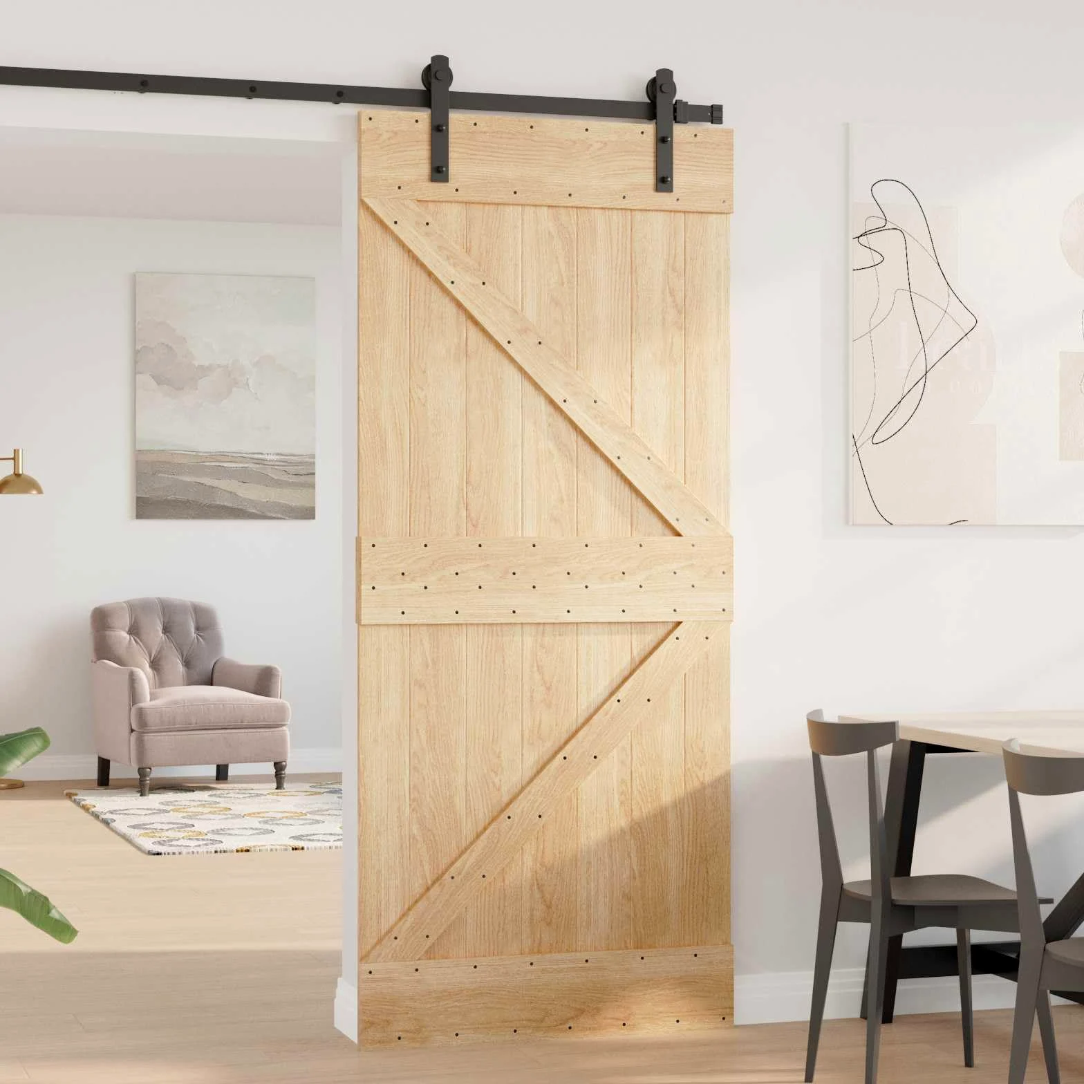 Porta Narvik Naturale 90 x 210 cm Legno di Pino Solido, Articoli di ferramenta,Materiali da Costruzione,Porte, 25kg-351043