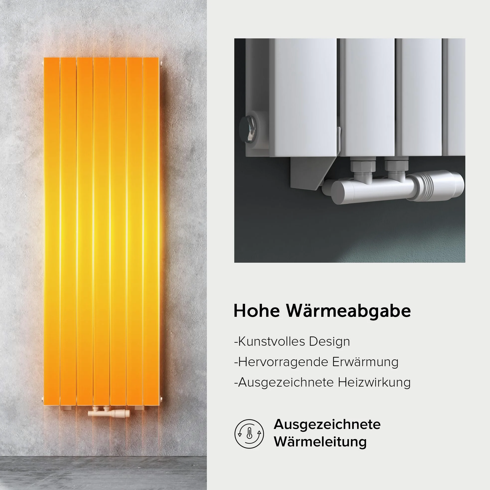 doporro Radiatore Verticale da Bagno 180x54cm, Radiatore a Pannello Termoarredo da Parete e Pavimento in Acciaio, Bianco