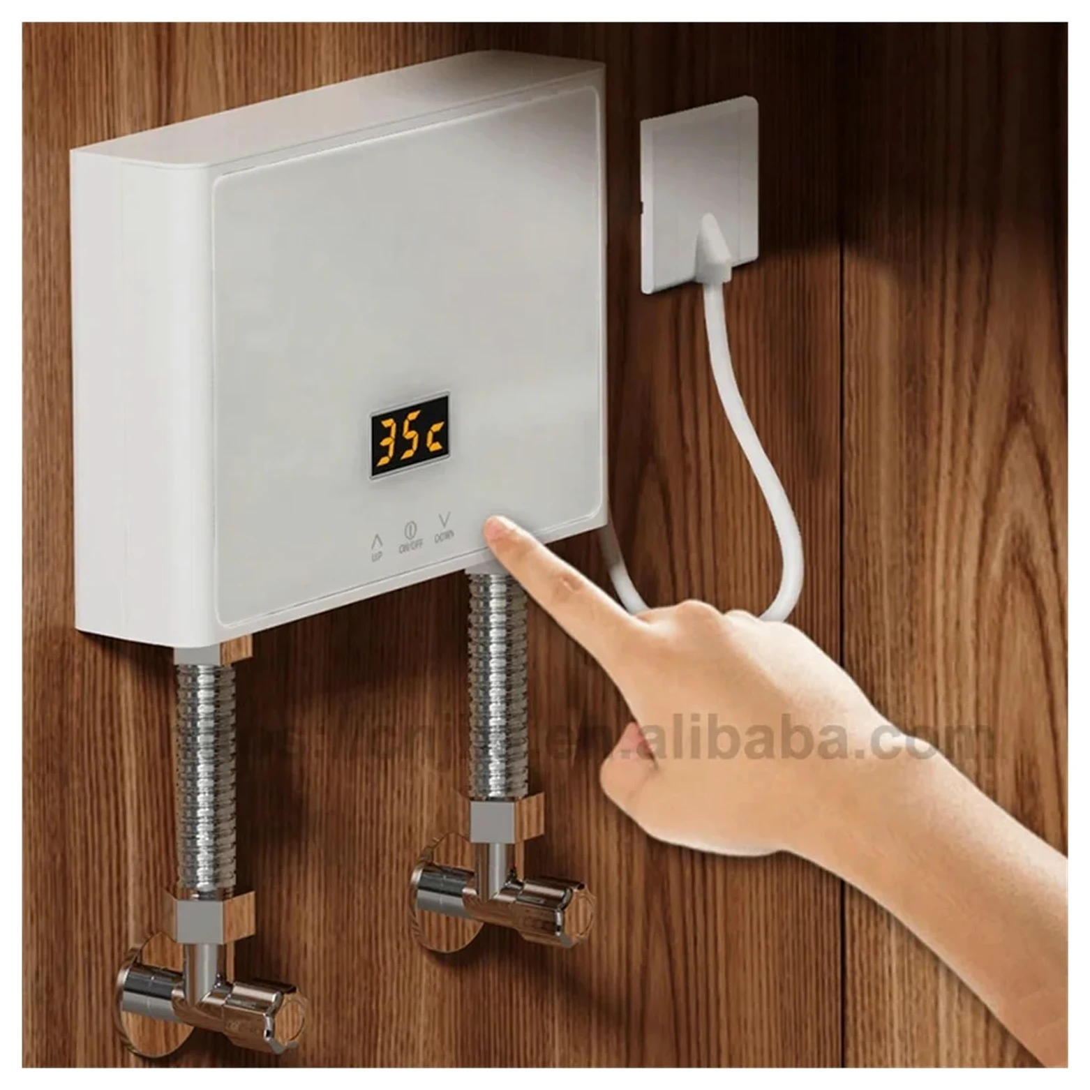 Scaldabagno Riscaldatore di Acqua Calda 3000W/4000W/5500W Riscaldatore Istantaneo Senza Serbatoio Termostato Induzione Smart Touch Riscaldatori Elettrici Doccia Automatico(Yellow,220 5000W)