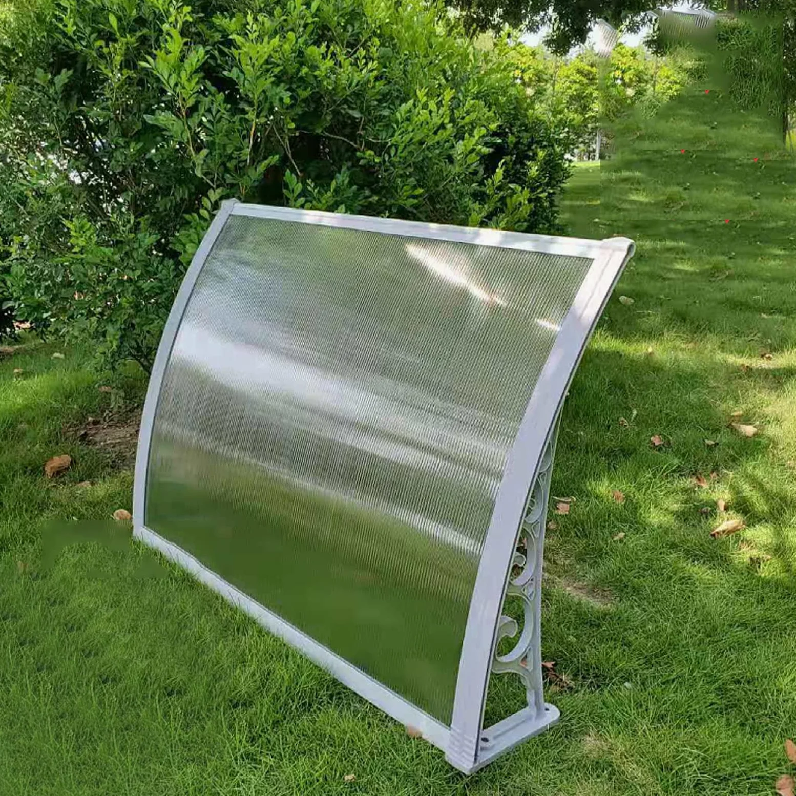 Pensilina Tettoia in Policarbonato Trasparente,Tettoia per Porta e Ingresso,Pensilina da Esterno,Tettoia per Finestre e Porte Protezione Uv da Pioggia e Neve,Alluminio Bianco (80x180cm/32"x71")