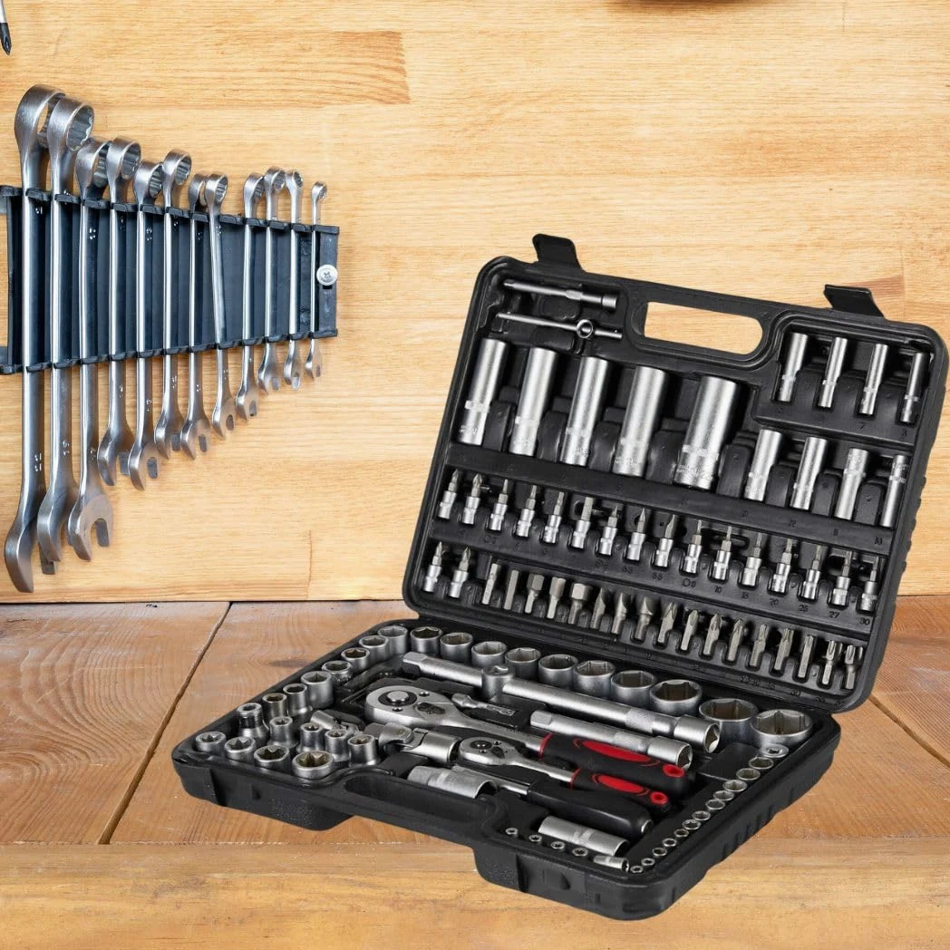 A.M.C. Set di Chiavi a Bussola con Cricchetto 1/4''+ 1/2'' 108 Pezzi, Valigetta Portatile, Kit di Attrezzi Meccanici per Auto