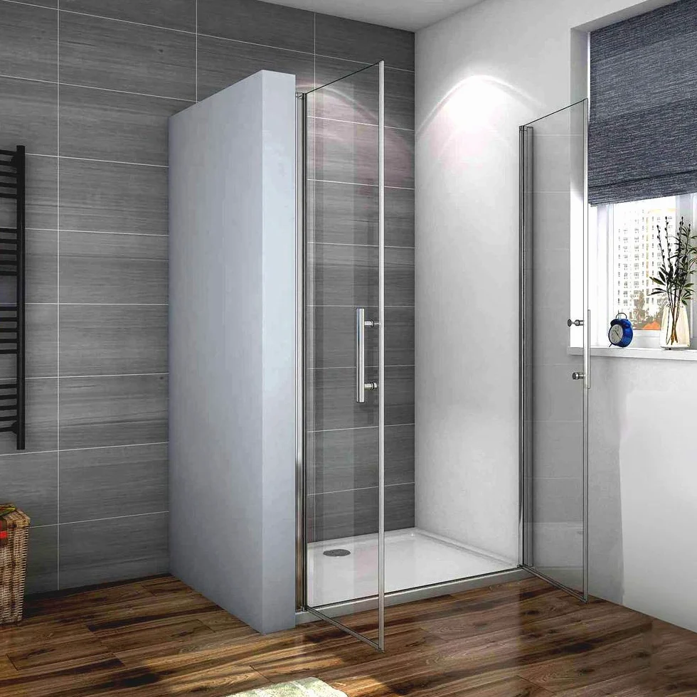 Box Doccia Per Nicchia 90x185cm Doppie Porte Battenti Saloon in Vetro 6mm Temperato Trasparente Anticalcare Profilo Cromato Lucido