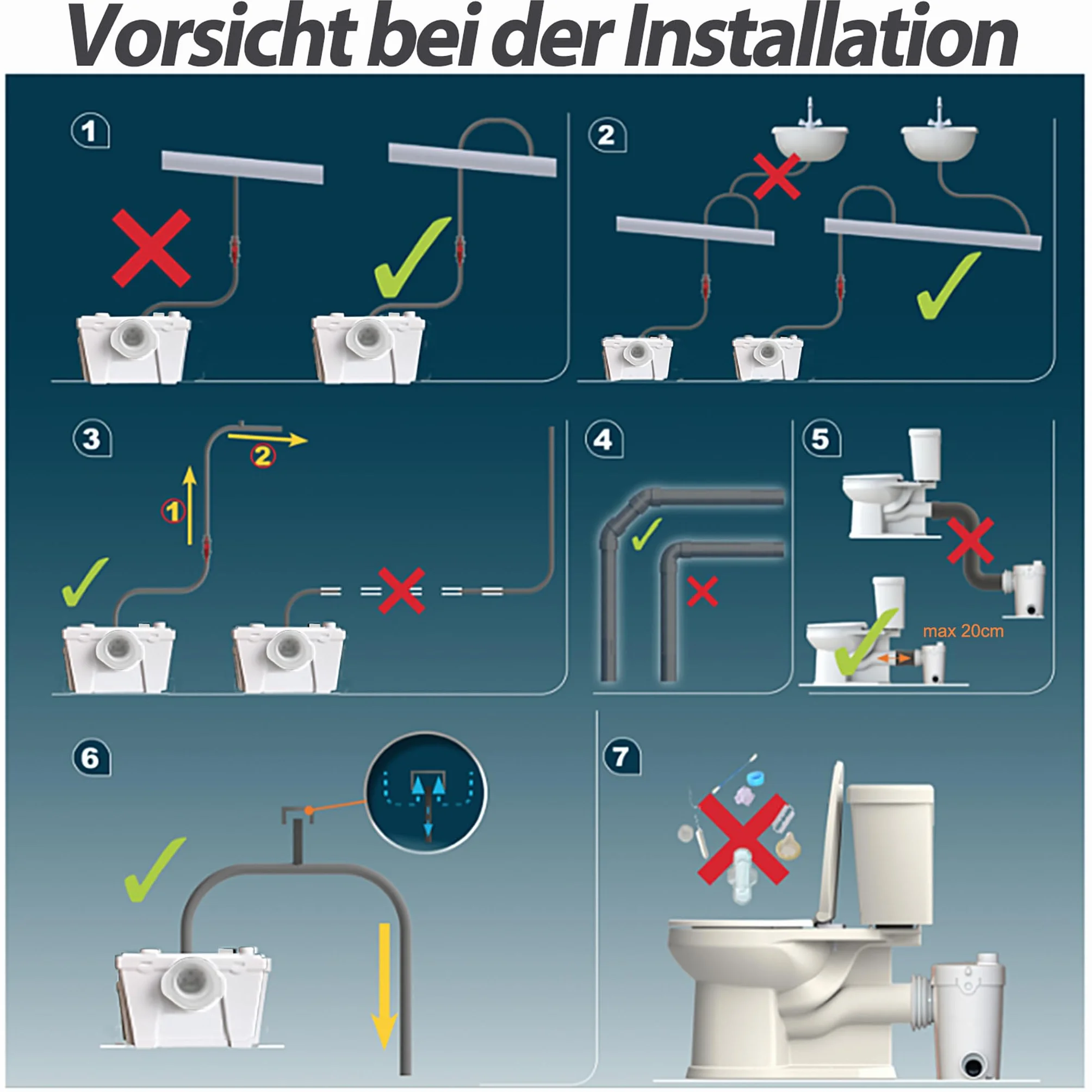 UISEBRT Impianto di sollevamento per acqua nere, pompa acque reflue, 700 W, uso domestico con filtro a carbone e lame in acciaio inox, pompe WC, doccia, cucina lavastoviglie