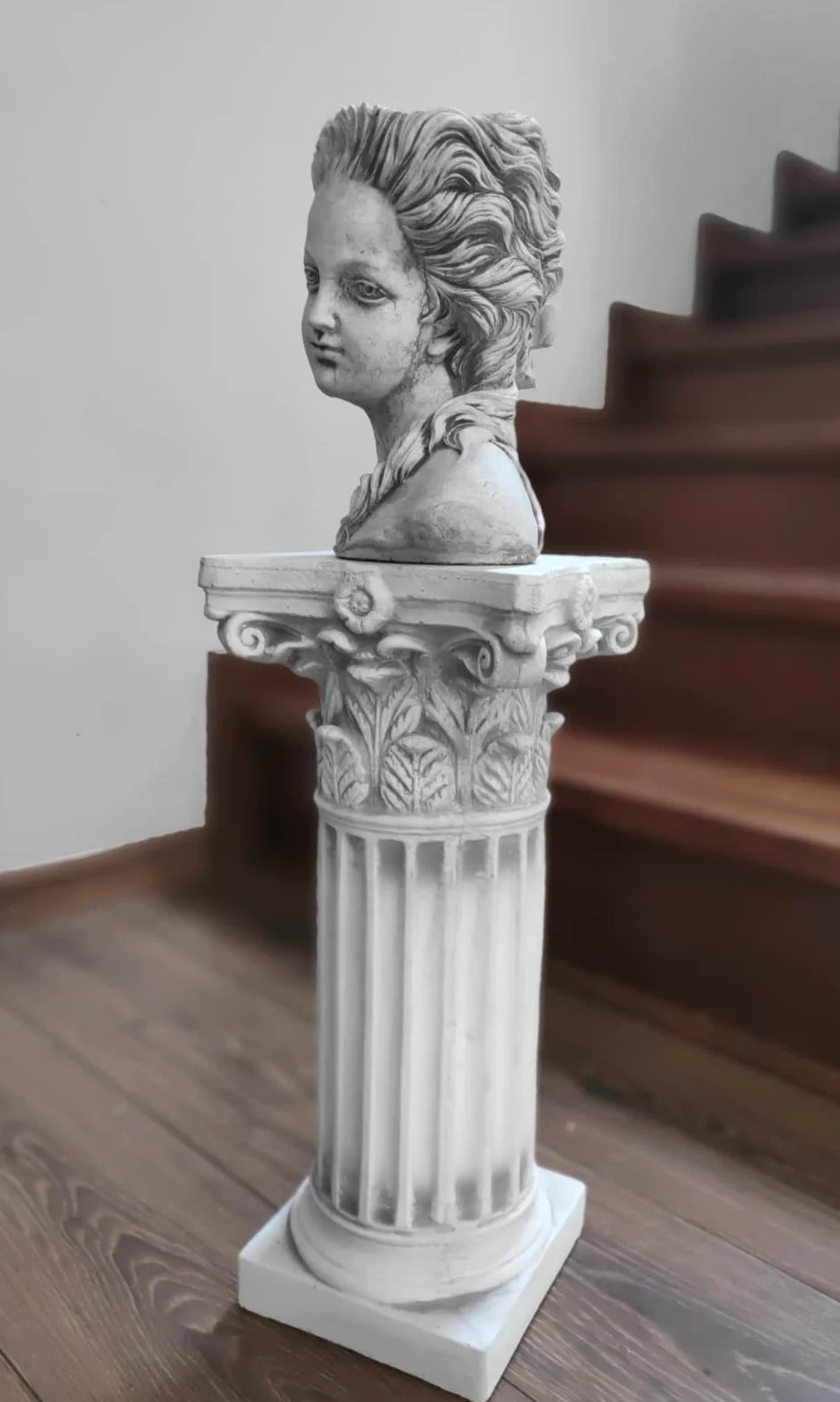 Colonna decorativa greca ionica per esterno o interno 46 cm in pietra ricostituita