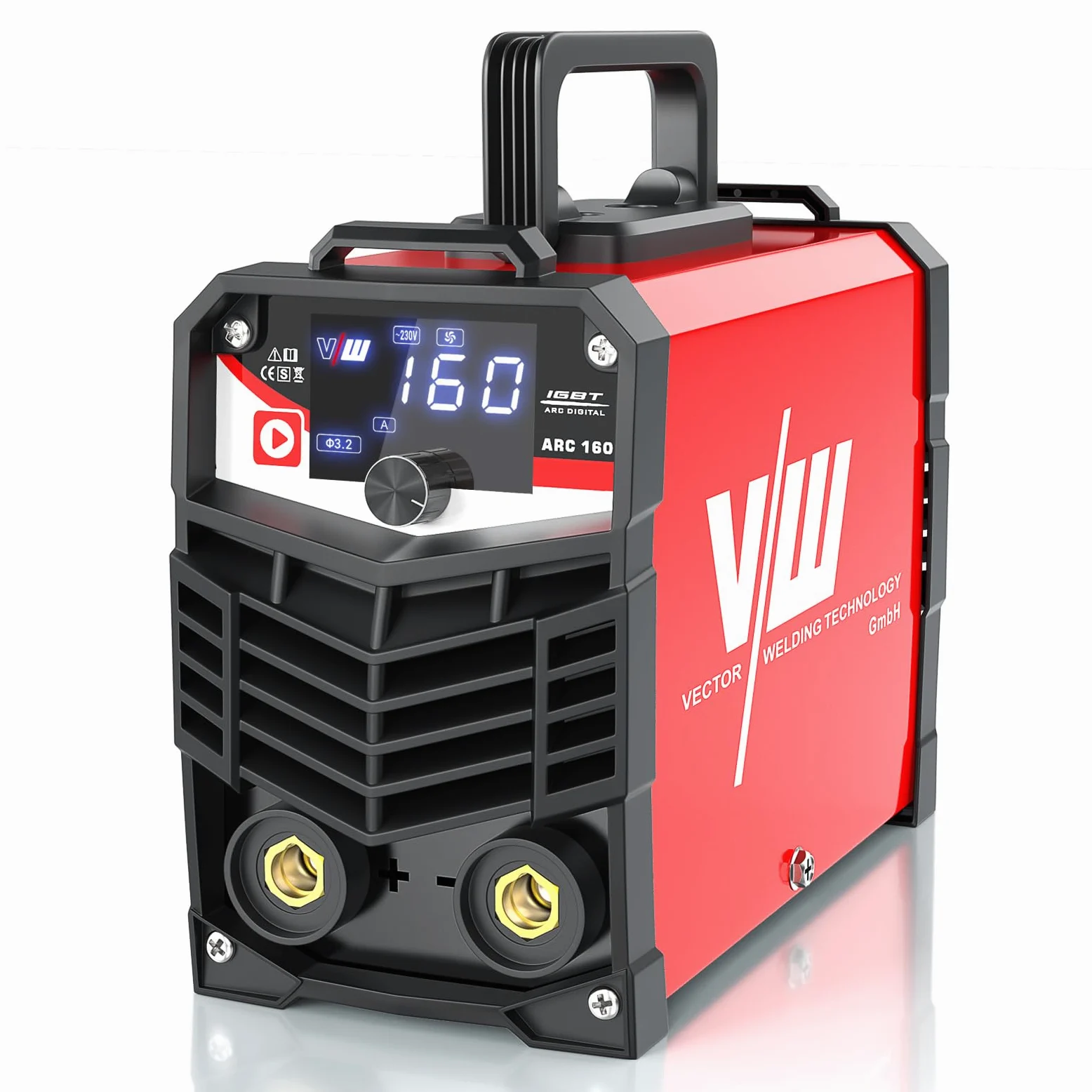 VECTOR WELDING 160A Saldatrice a Elettrodi, MMA/ARC/STICK Inverter Saldatrice, Saldatrice Portatile con IGBT e MCU per Principianti e Professionisti, ARC 160 con Hot Start, Arc Force