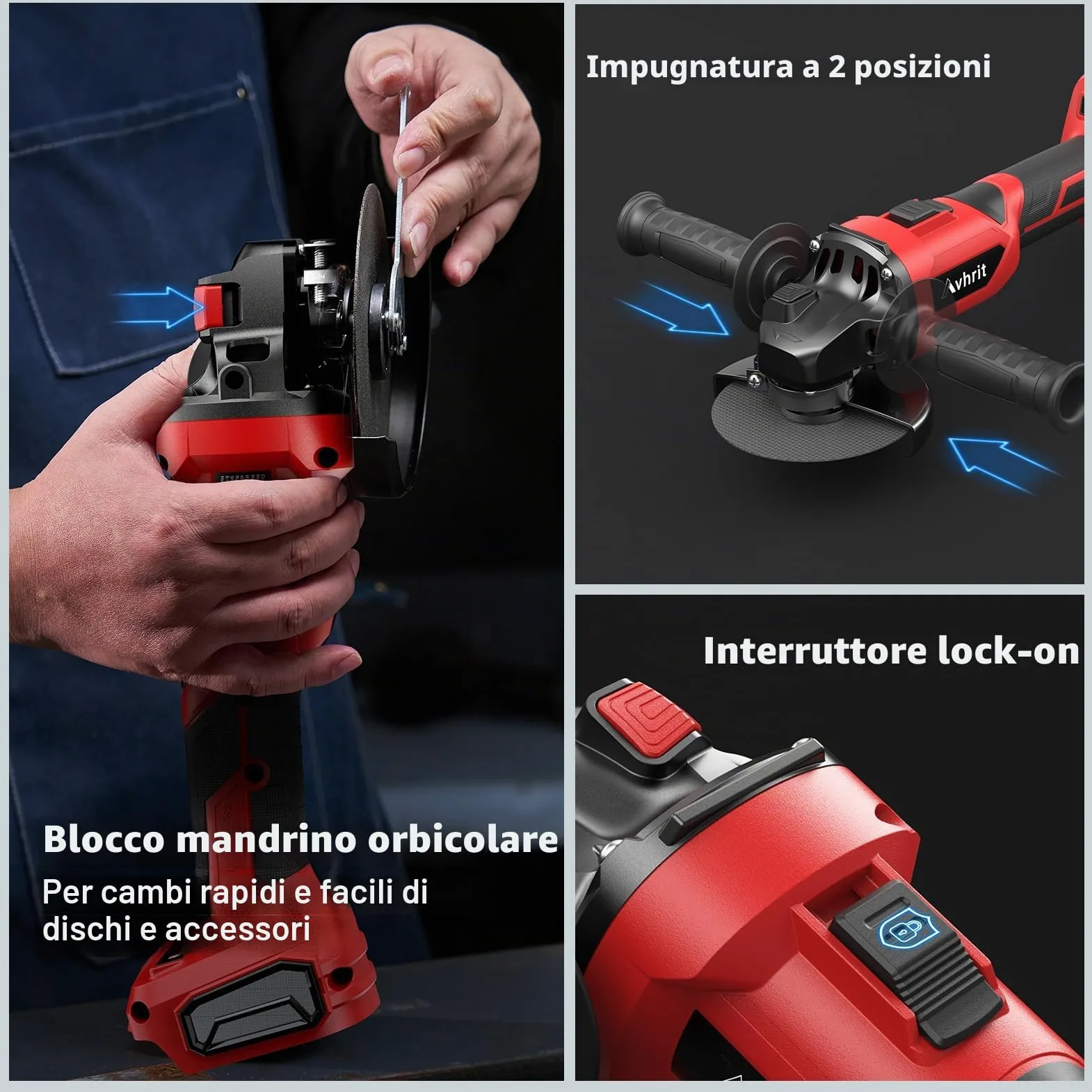 Smerigliatrice angolare a batteria con 2 x 5,0 Ah, 9500 giri/min, smerigliatrice angolare da 125 mm, senza spazzole, batteria Flex con dischi da taglio, mola per taglio, rimozione della ruggine