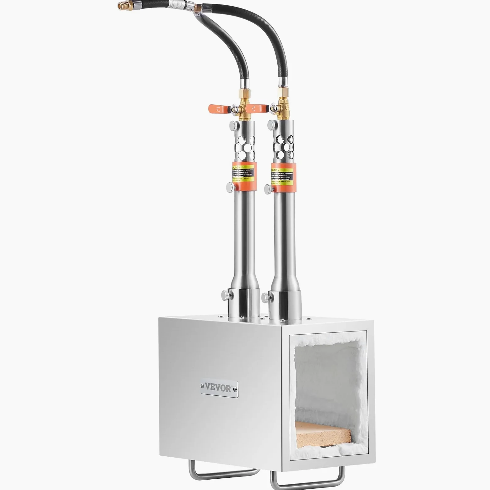 VEVOR Forgia a gas propano portatile, forno a gas quadrato con 2 bruciatori, temperatura max 1427 ℃, utensili e attrezzature per forgiatura a gas in acciaio inox, per colteliere Maréchaux-Ferrants