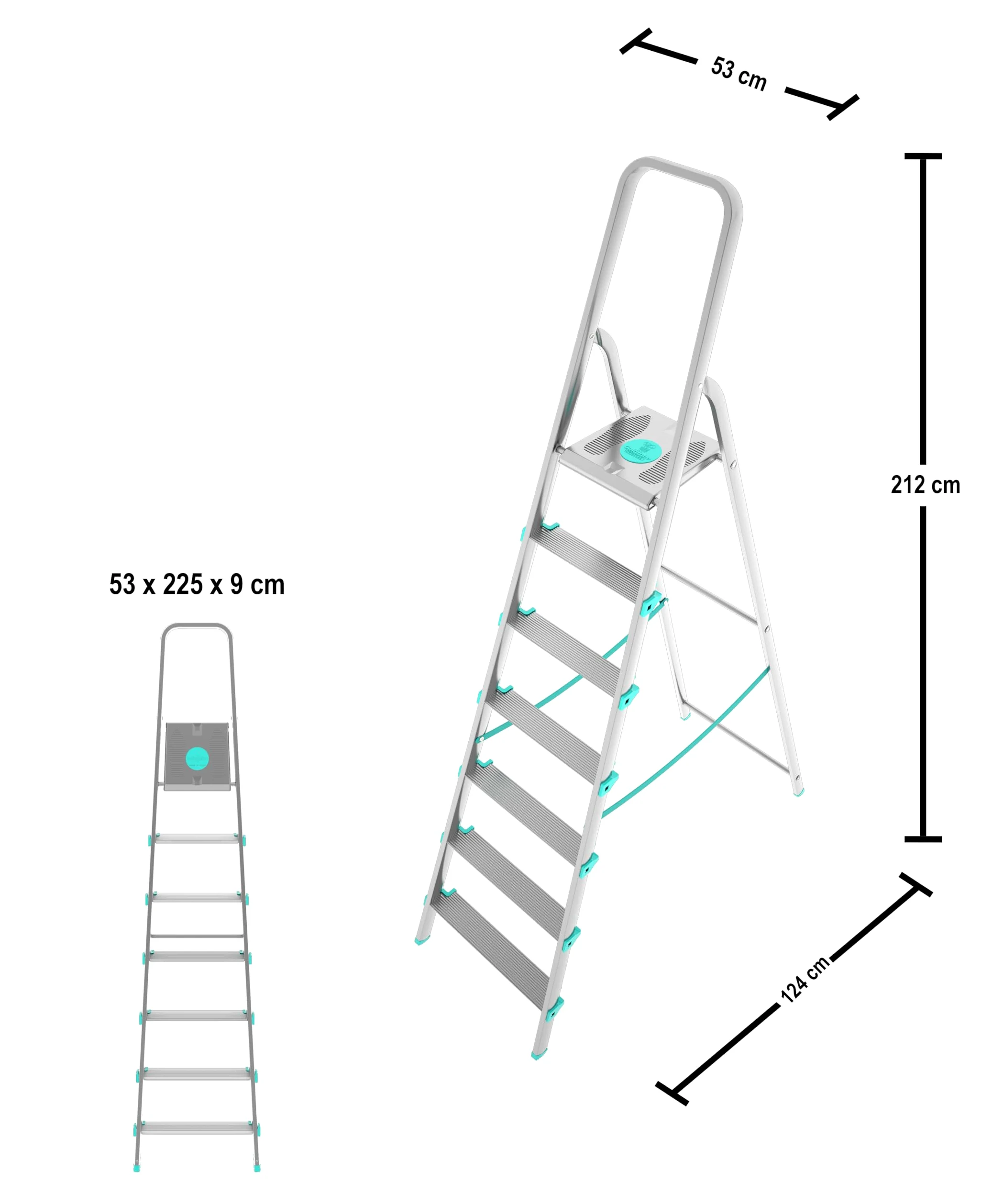 SCALA ALLUMINIO COLOMBO 7 GRADINI PORTATA 150 KG ART. S107A07W