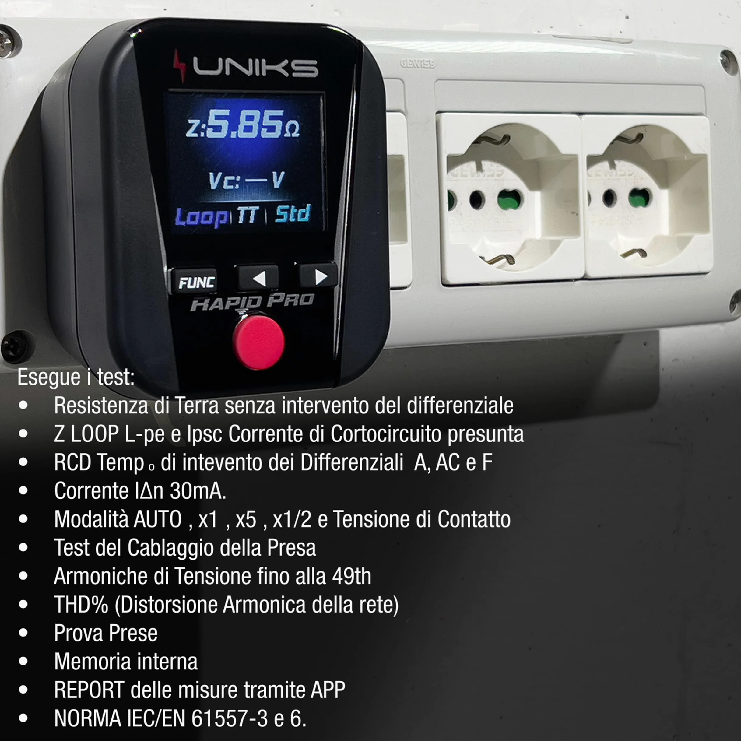 UNIKS - Kit RAPIDPROEDITION2 CL2 + RapidPRO – Pinza Amperometrica per Dispersione e Tester Professionale RCD, Terra e Prese, Multimetro TRMS AC/DCe
