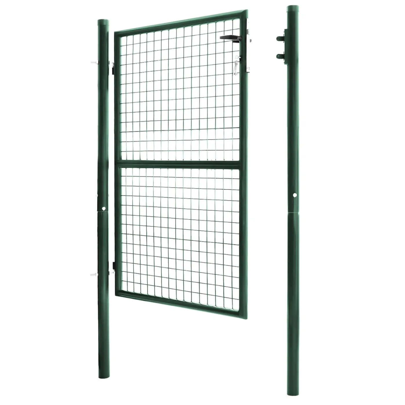 IDMarket - Cancello da giardino in acciaio verde 105 x 125 cm con serratura e maniglia