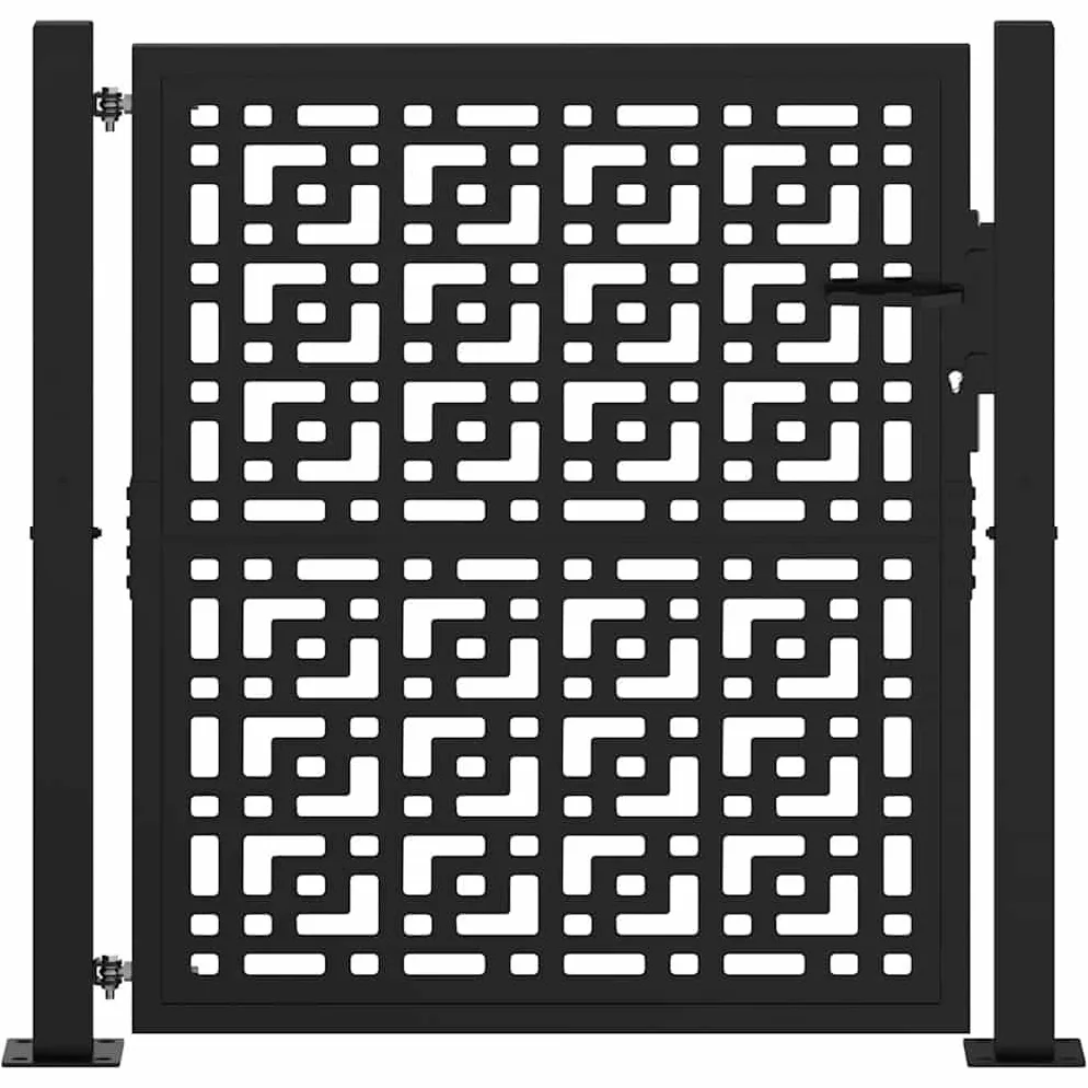 vidaXL Cancello Giardino Nero 100x100 cm in Acciaio Design a Croce, cancello della Recinzione, cancello Esterno, cancello del Metallo