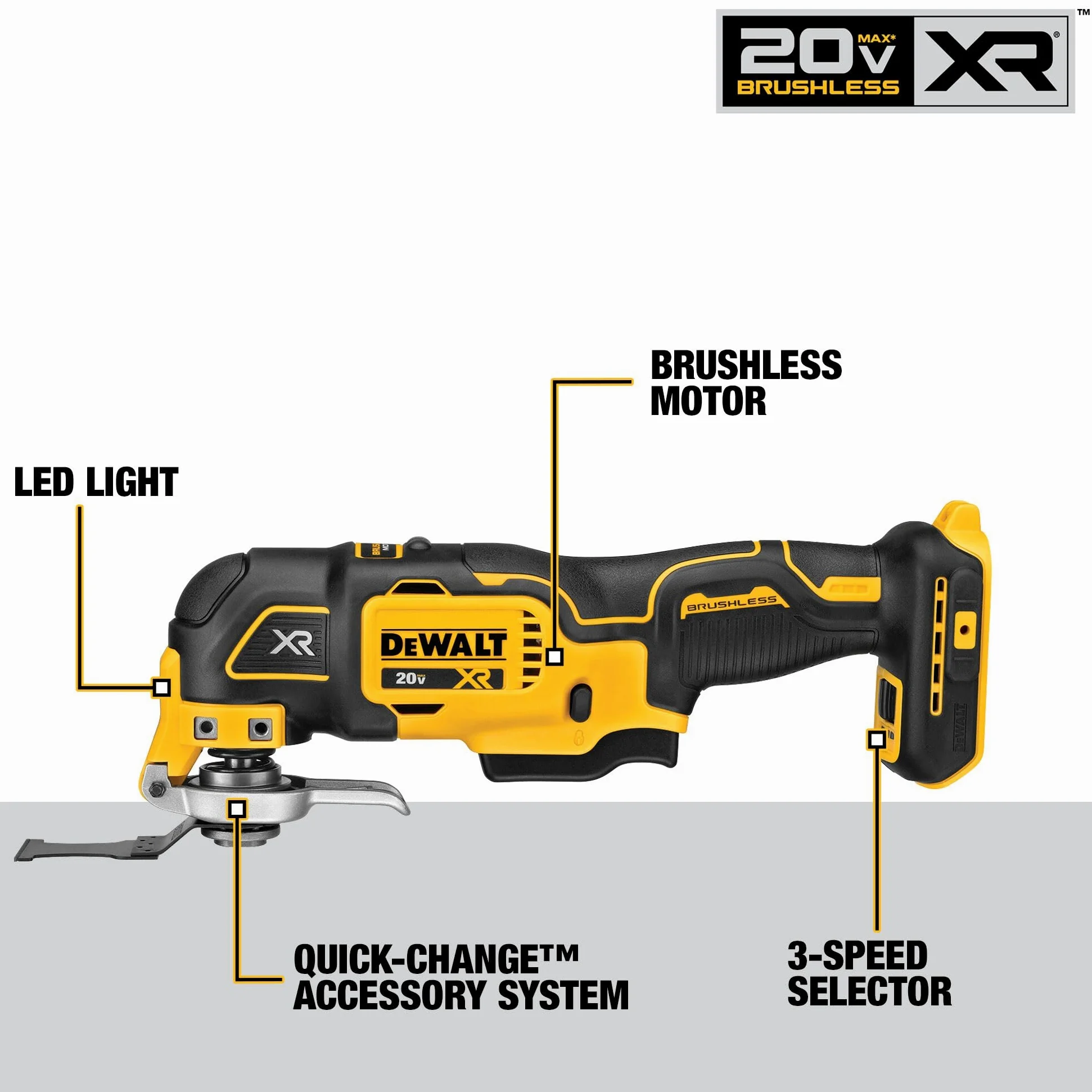 Dewalt DCS356C1 - Kit di utensili oscillanti 20 V MAX XR, 3 velocità