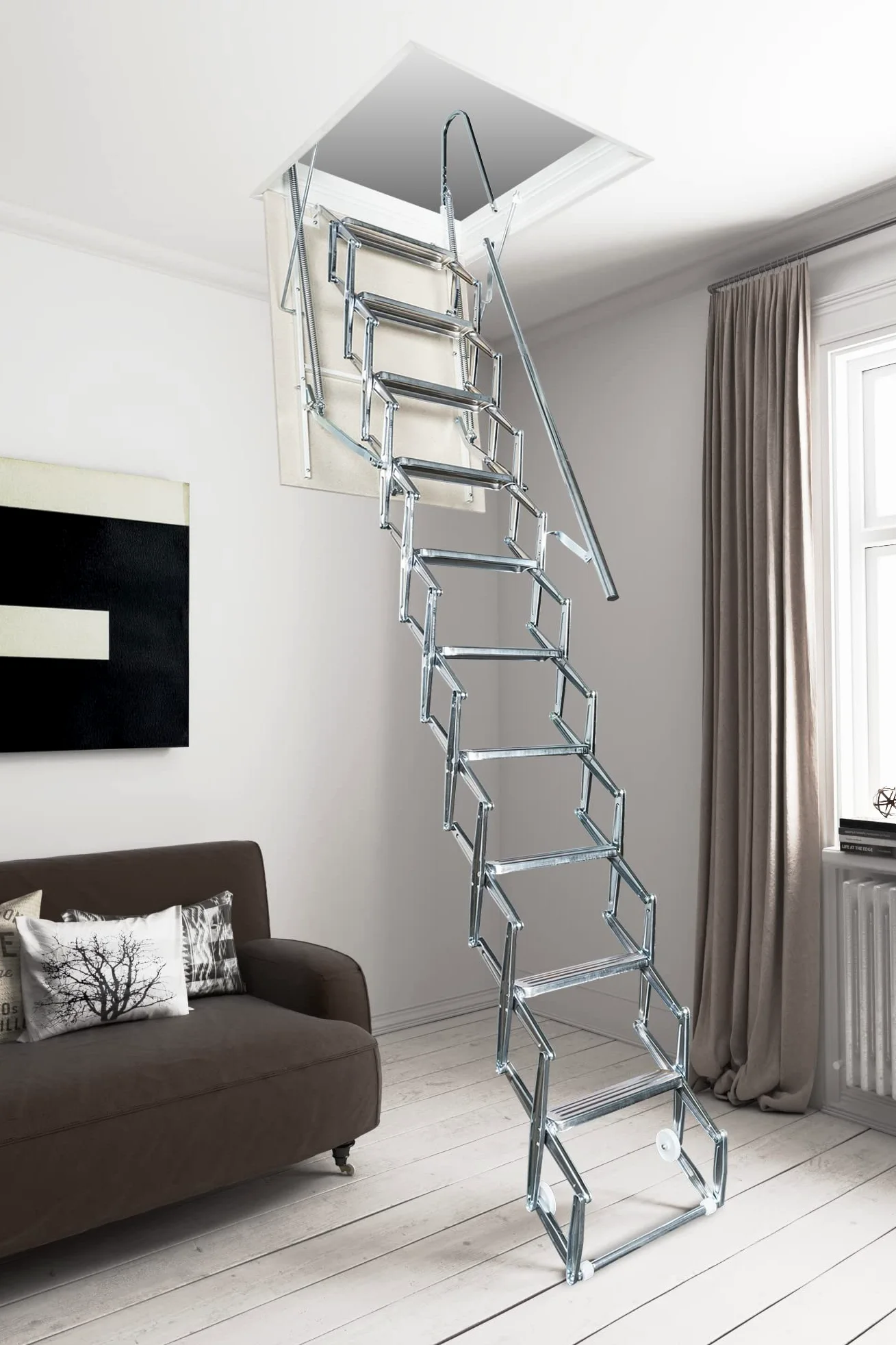 Scala Retrattile Fantozzi in acciaio (90x70x276/300)