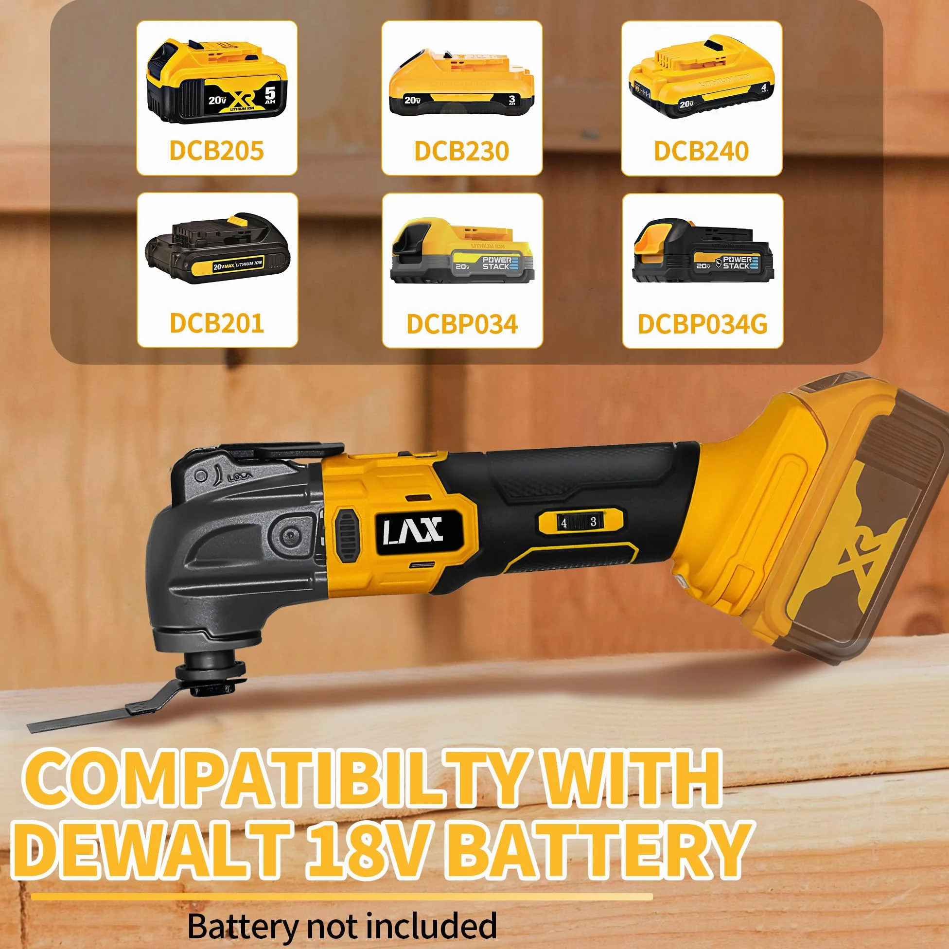 Utensili multifunzione oscillanti per batteria Dewalt da 18 V, utensile multiuso per taglio e levigatura, angolo di oscillazione di 4°, 6 velocità variabili, design a lama rapida con 21 accessori per