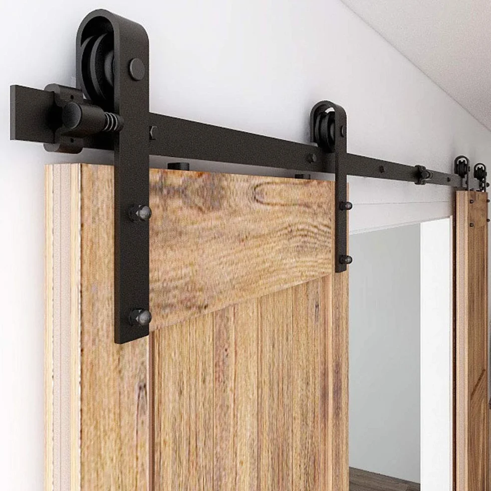 CCJH 2.46M/8FT Hardware Kit di guida per porta scorrevole, binario porta scorrevole a doppia porta per una porta sospesa in legno