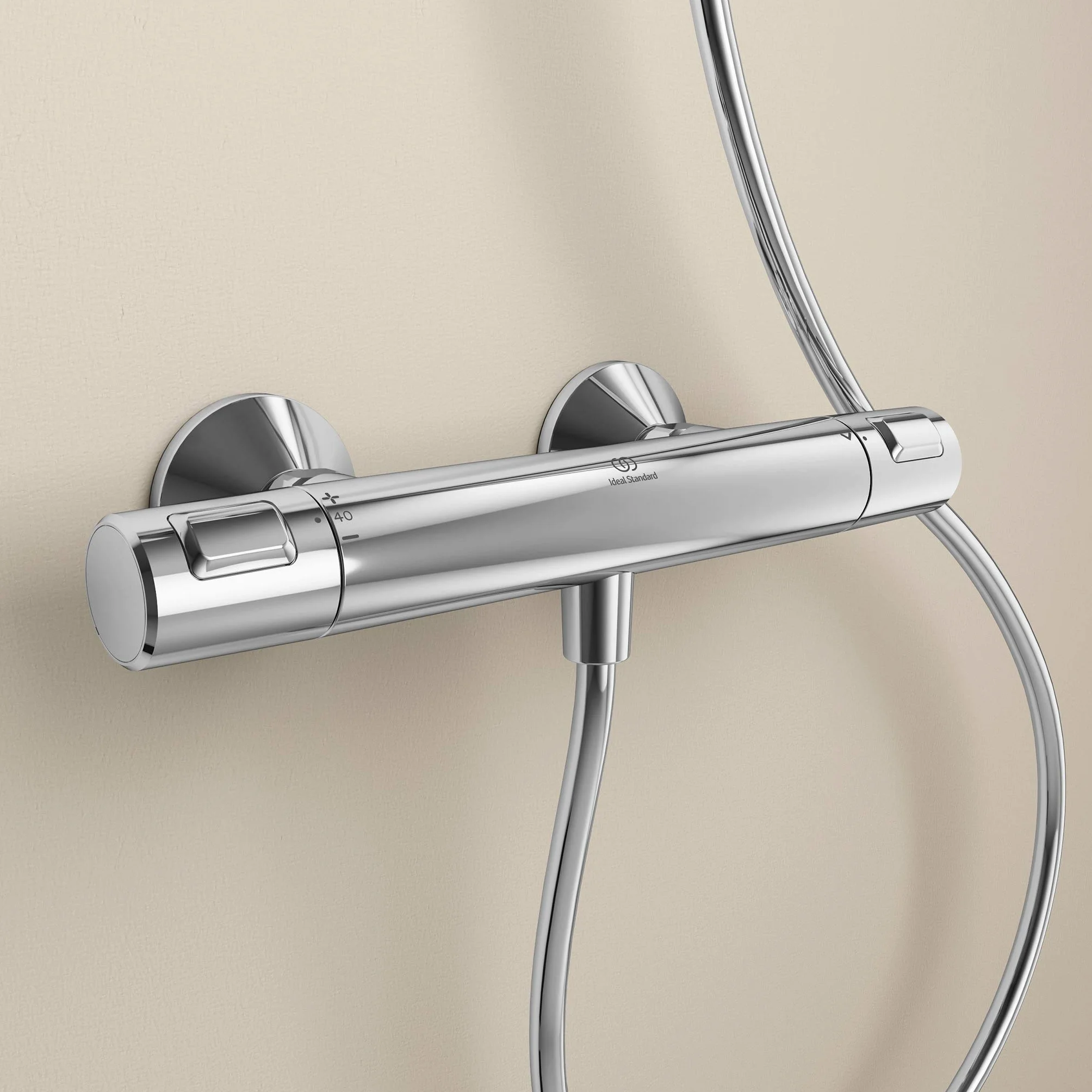CERATHERM T25 | Miscelatore doccia da appoggio 315x100x70 mm cromato, 22 l/min (3 bar) | Funzione termostatica, risparmio idrico ed energetico, CoolBody, blocco di sicurezza, certificato NF