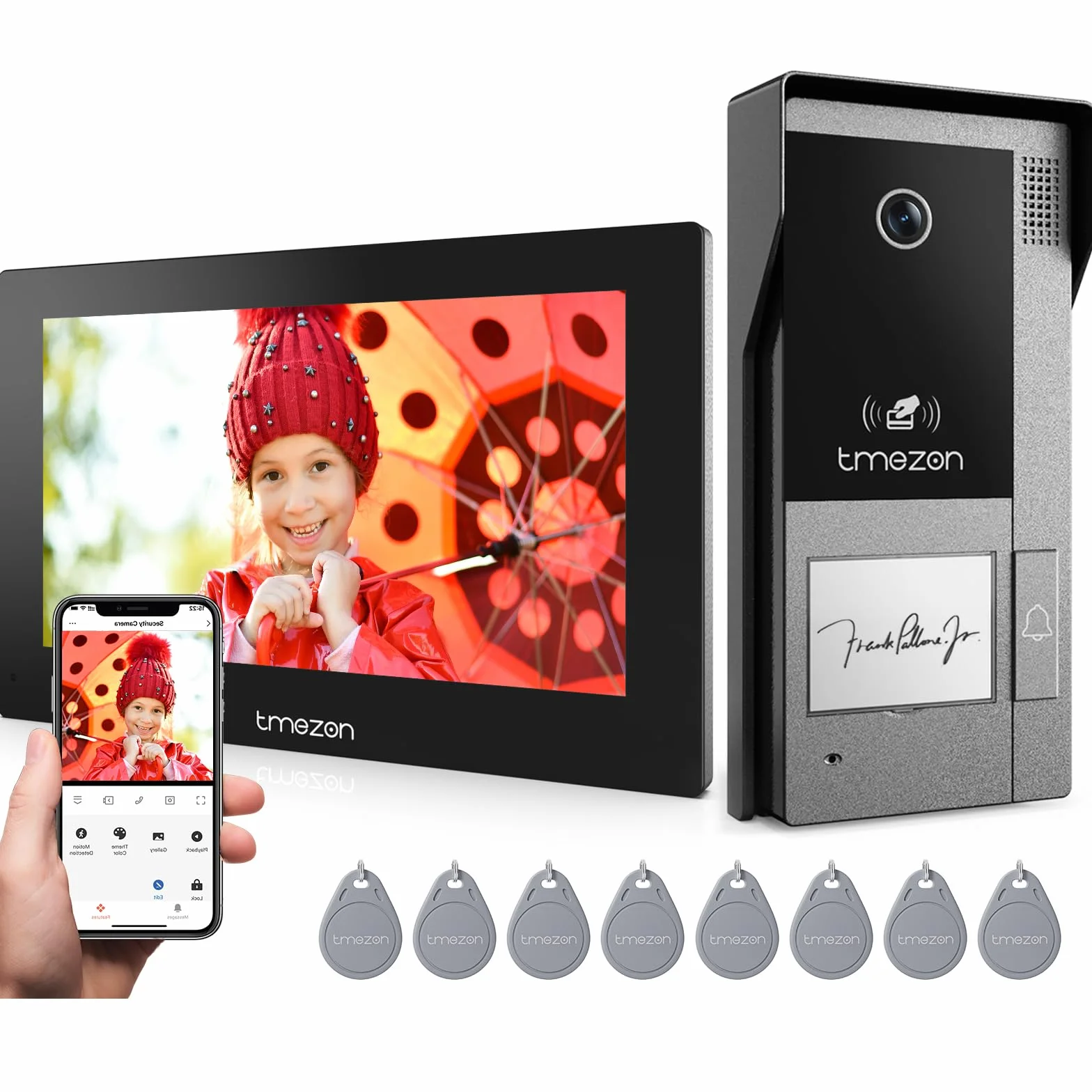 TMEZON Videocitofono Wifi Smart 2 Fili Video Citofoni M790,1080P monitor e Campanello Esterno con Telecamera,APP/Carta RFID Unloc,Rilevamento del Movimento Umano