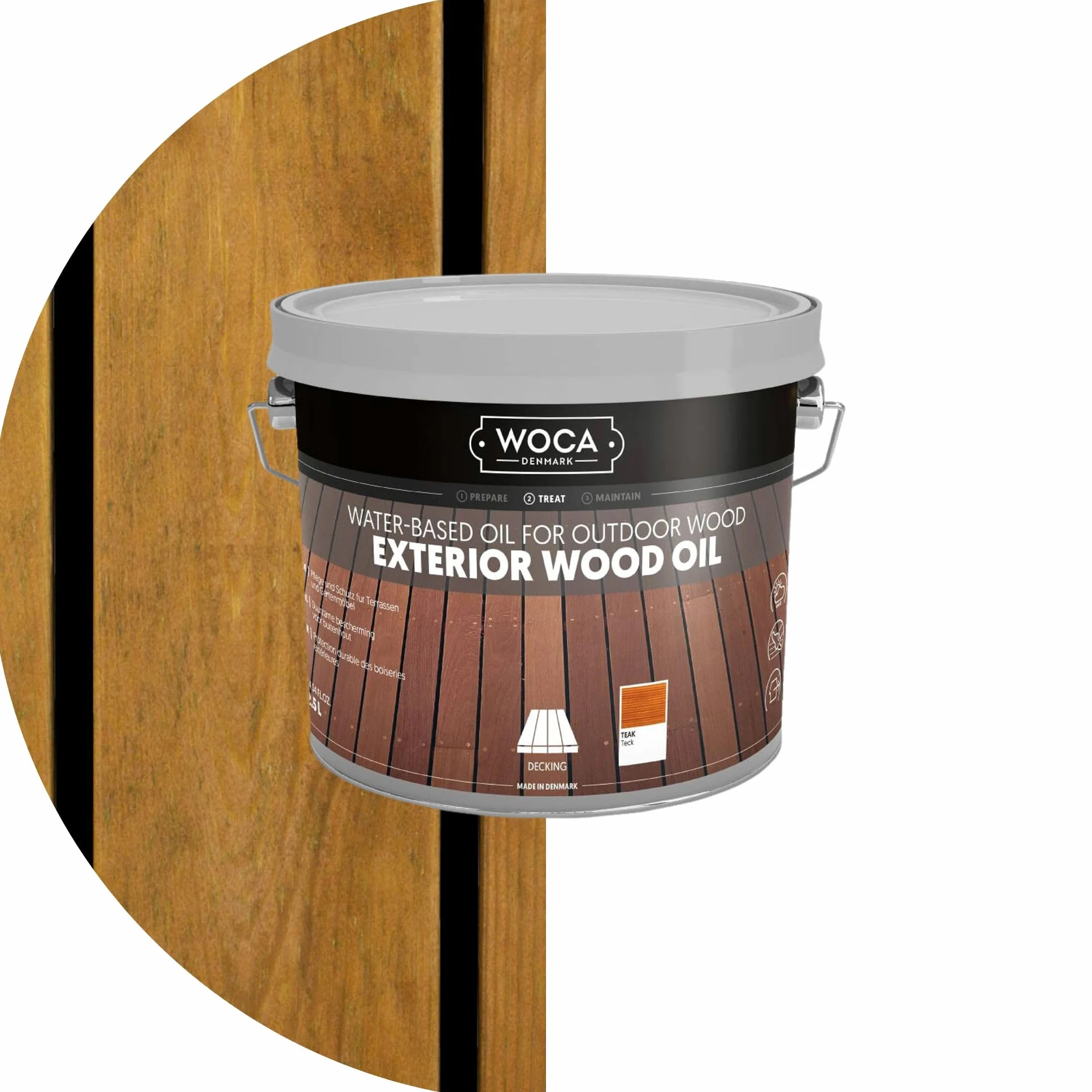 WOCA Denmark Exterior Wood Oil Teak, 2 x 3 l, olio per terrazze, recinzioni e mobili da esterno