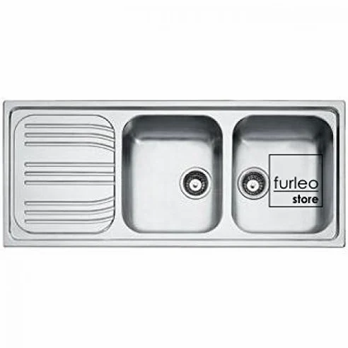 FRANKE Lavello Radar inox RRX621 cm 116 2 vasche e gocciolatoio laterale - Bordo slim acciaio da incasso (Gocciolatoio a SINISTRA)
