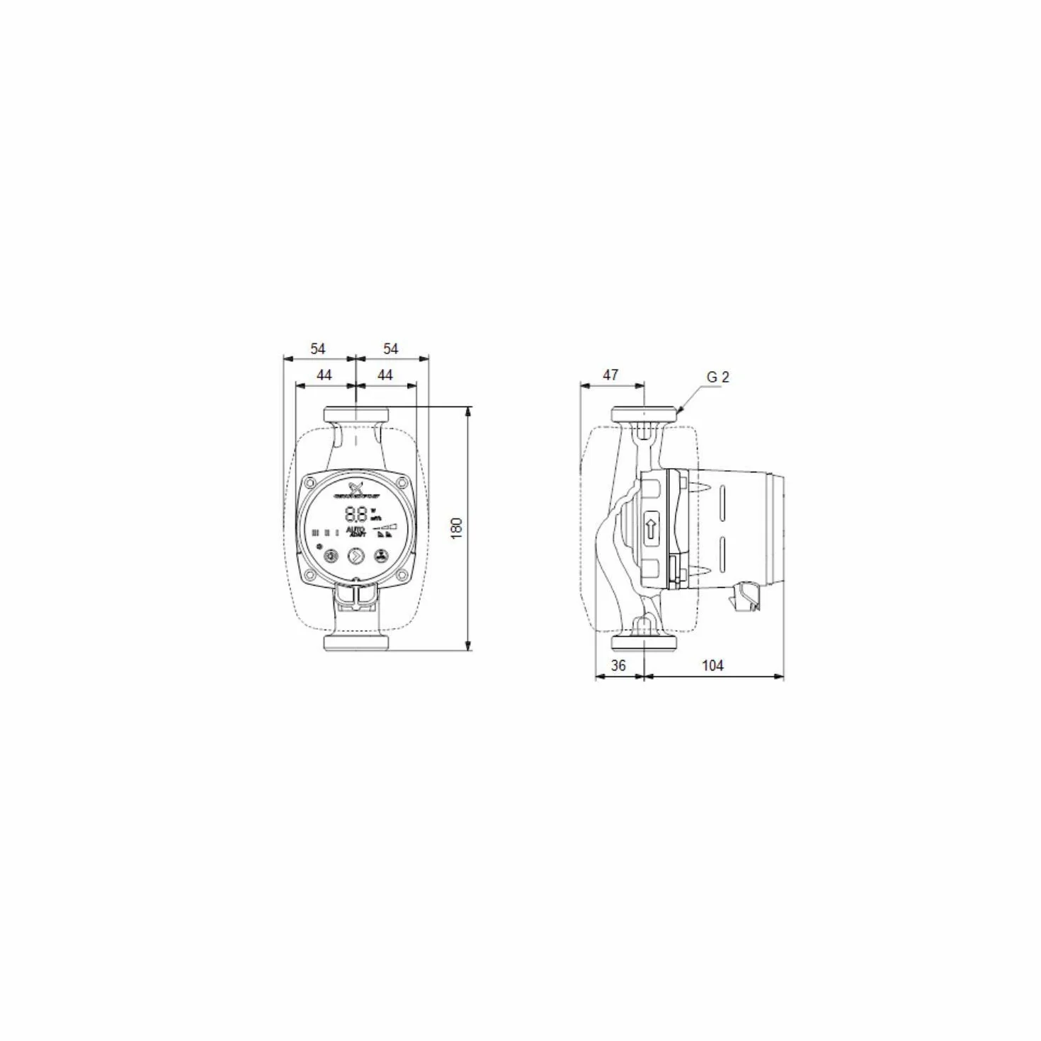 Grundfos Pompa di circolazione ad alta efficienza Alpha2 32-40, 180 mm