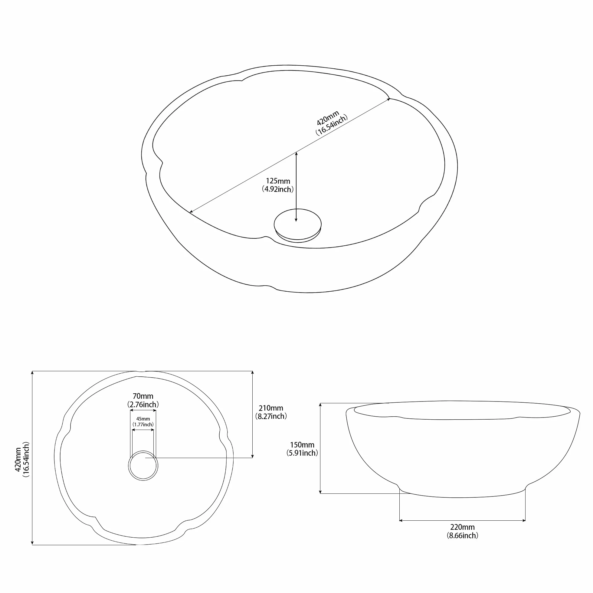 Lavabo da bagno in ceramica FCH7020 a forma di petale, 420 x 150 mm, fatto a mano, colore giada