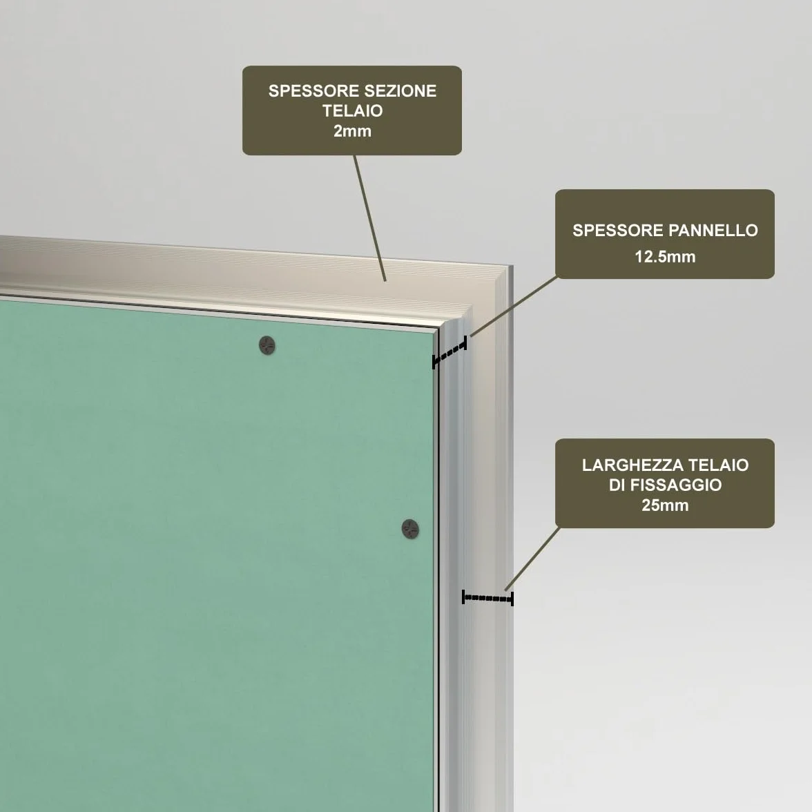 Botola di ispezione per cartongesso con anta estraibile - sportello senza cerniere per parete o soffitto (50x60)