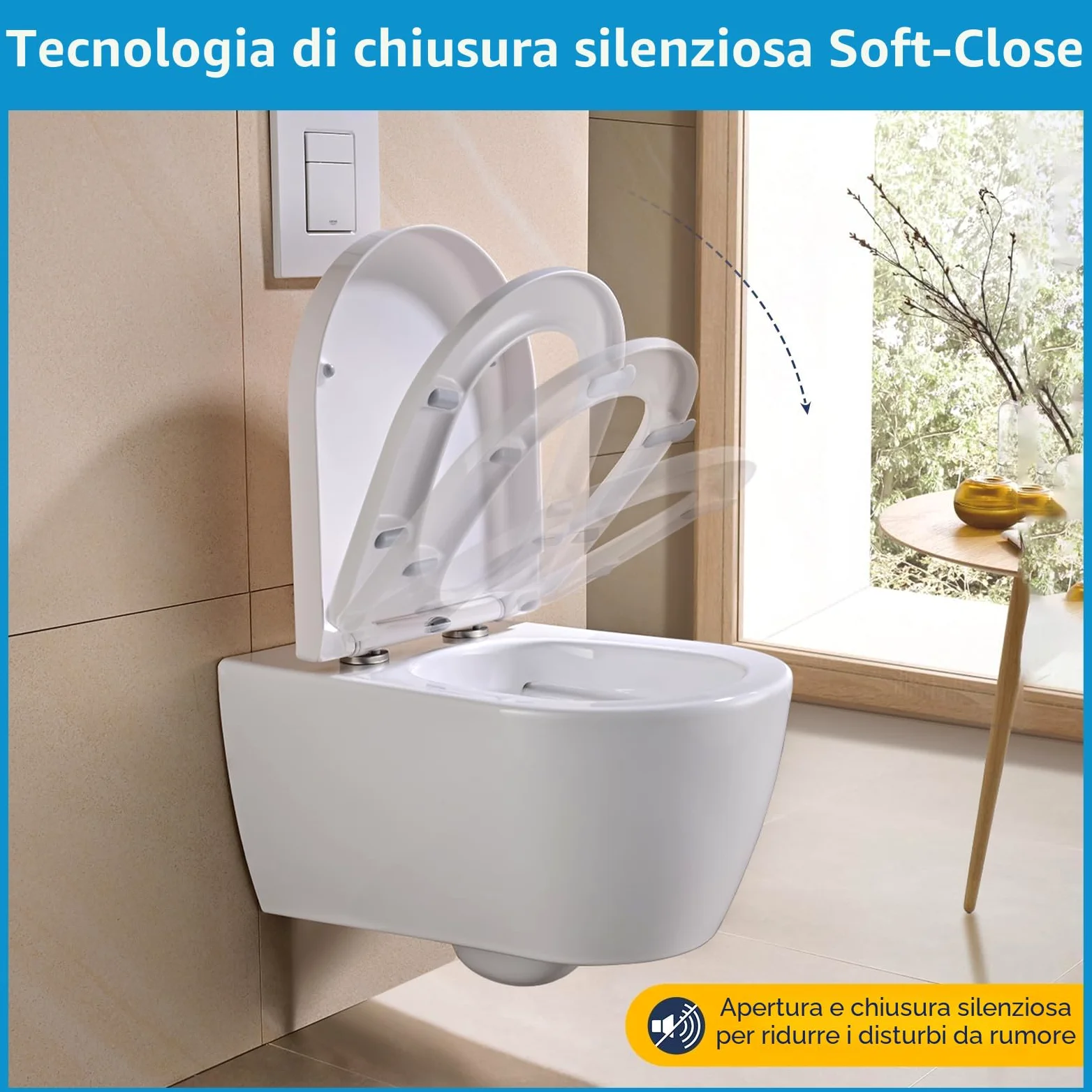 YEAUPE PRO Tavoletta WC Universale D Forma [LUNGO],Copriwater in Urea-Formaldeide,Sedile WC Con Chiusura Ammortizzata e Funzione di Sgancio Rapido, Bianco, 46,4 * 35,9 * 5CM