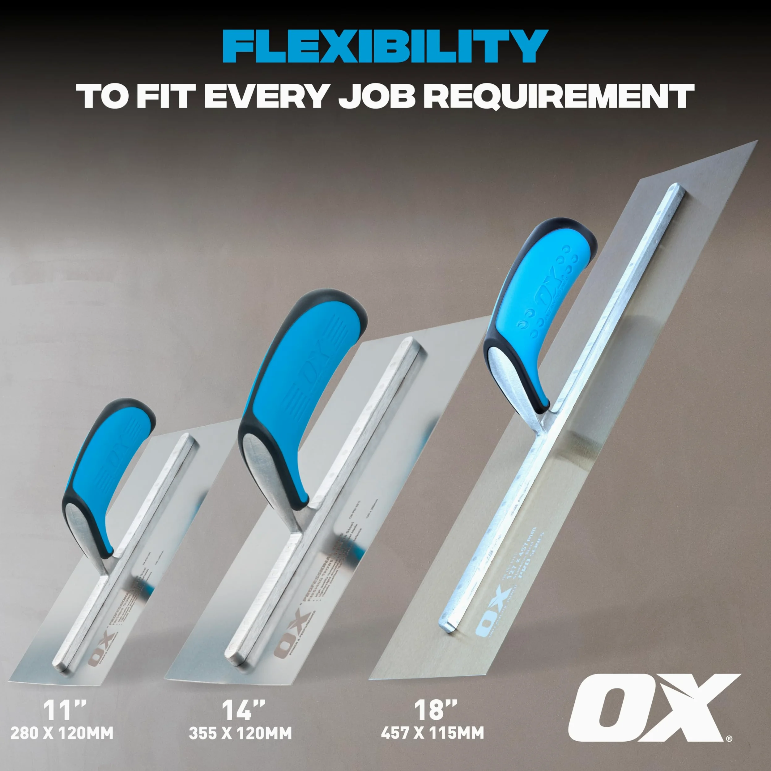 OX Pro - Cazzuola in acciaio INOX per intonacatori, 127 x 356 mm