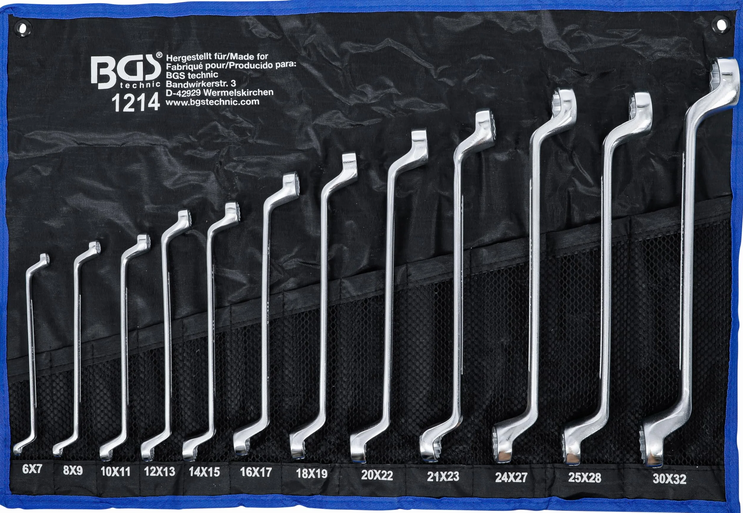 BGS 1214 | Serie di chiavi a doppio anello | gomito | 6 x 7 - 30 x 32 mm | 12 pz.