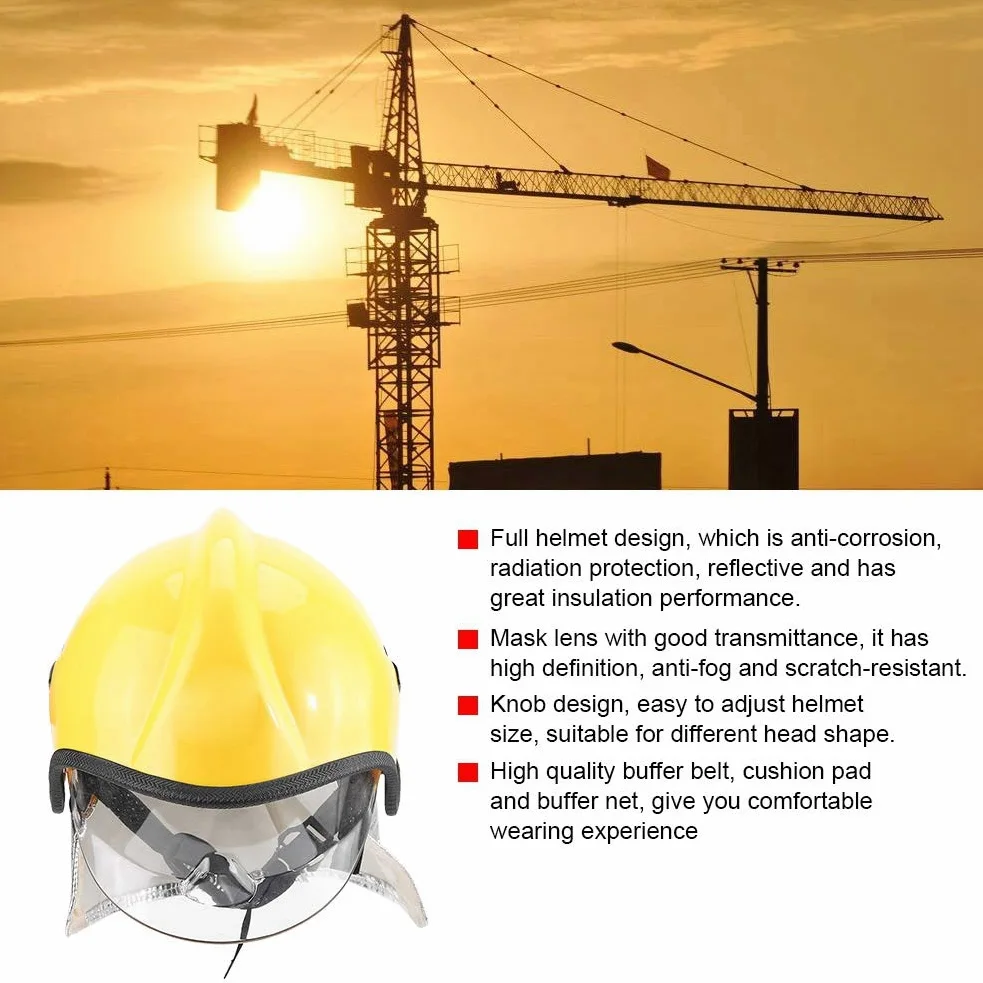 Ejoyous Casco Protettivo Ignifugo, Casco Integrale di Sicurezza Cappello di Salvataggio Resistente Al Calore Copricapo Protettivo per Pompiere