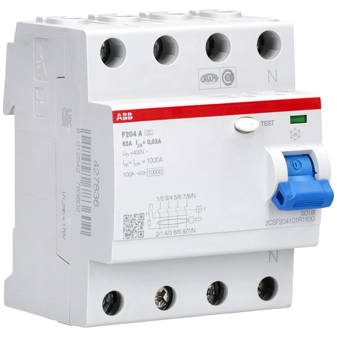 FIG F204A-63 / 0,03 Tipo a 4 poli Tipo A BREAKER FINE, 230 V, 63A