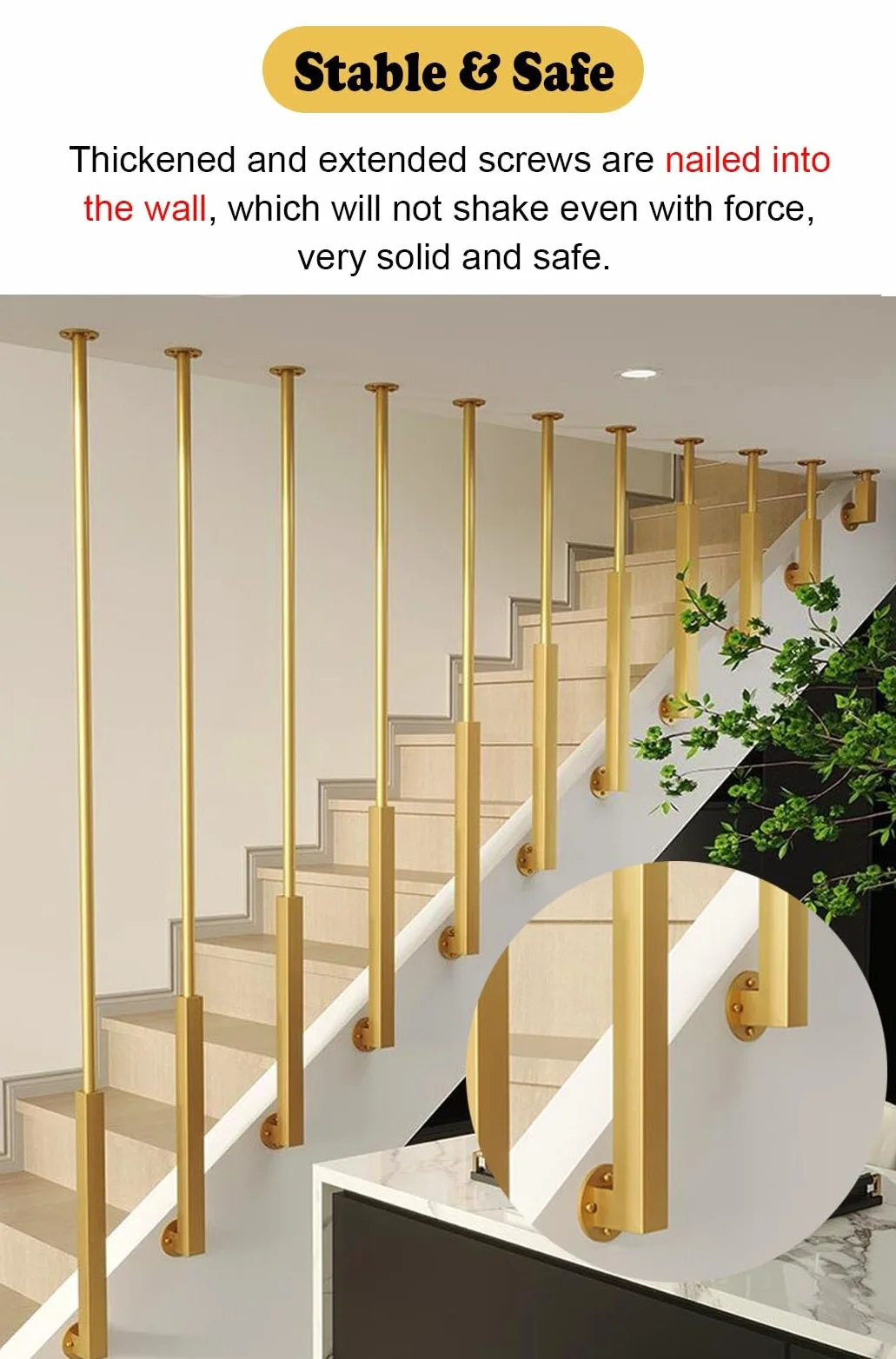 Ringhiera Per Scale Balaustre in metallo per scale interne, Spine di coperta di lunghezza personalizzabile per scale in piano e in pendenza, Decorazione dei gradini delle scale(White,145m/57.1in/4.8ft