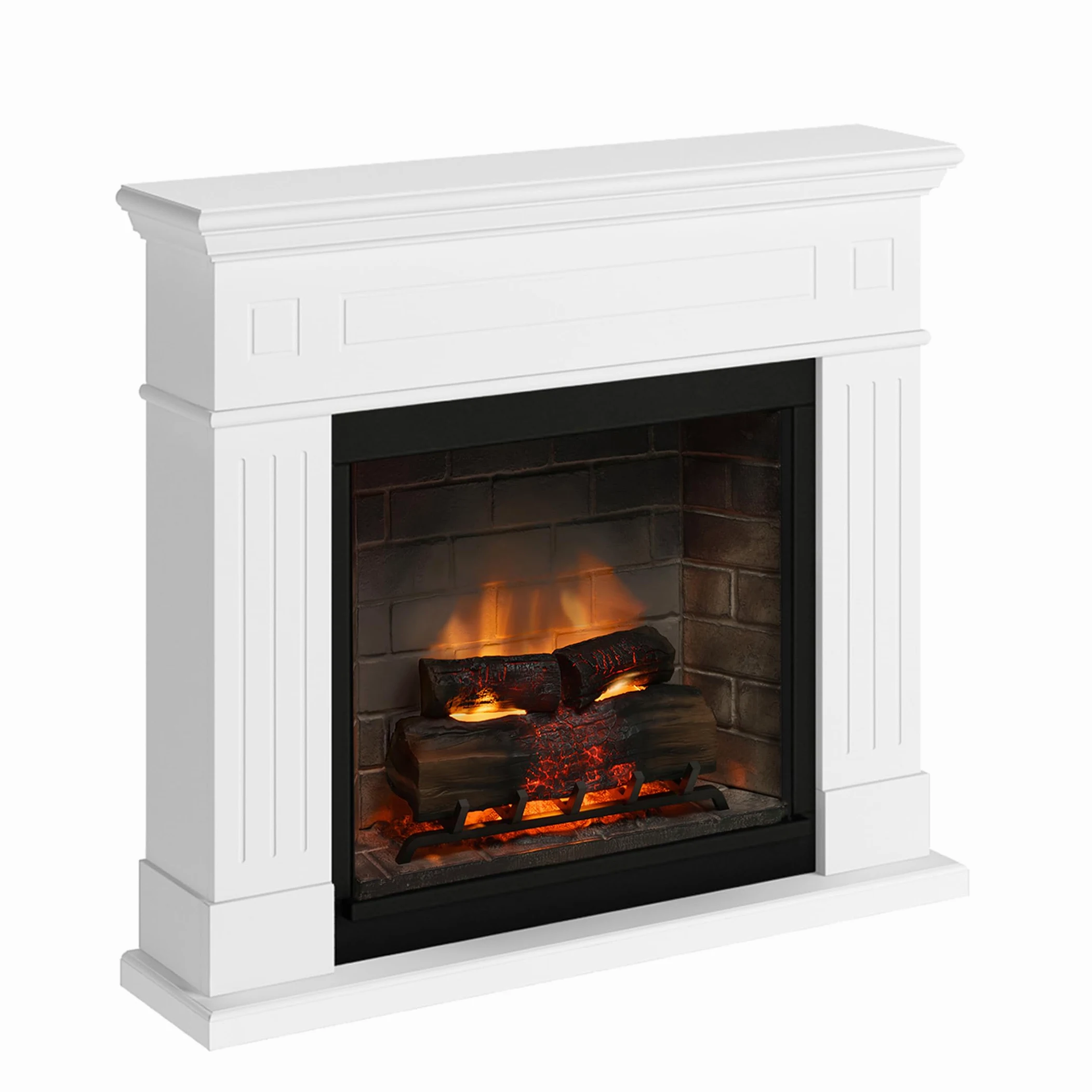 TAGU Larsen Camino Elettrico con PowerFlame 2, Riscaldatore e Termostato, Suono Crepitante, Wi-Fi e Luce Ambientale (Bianco Puro)